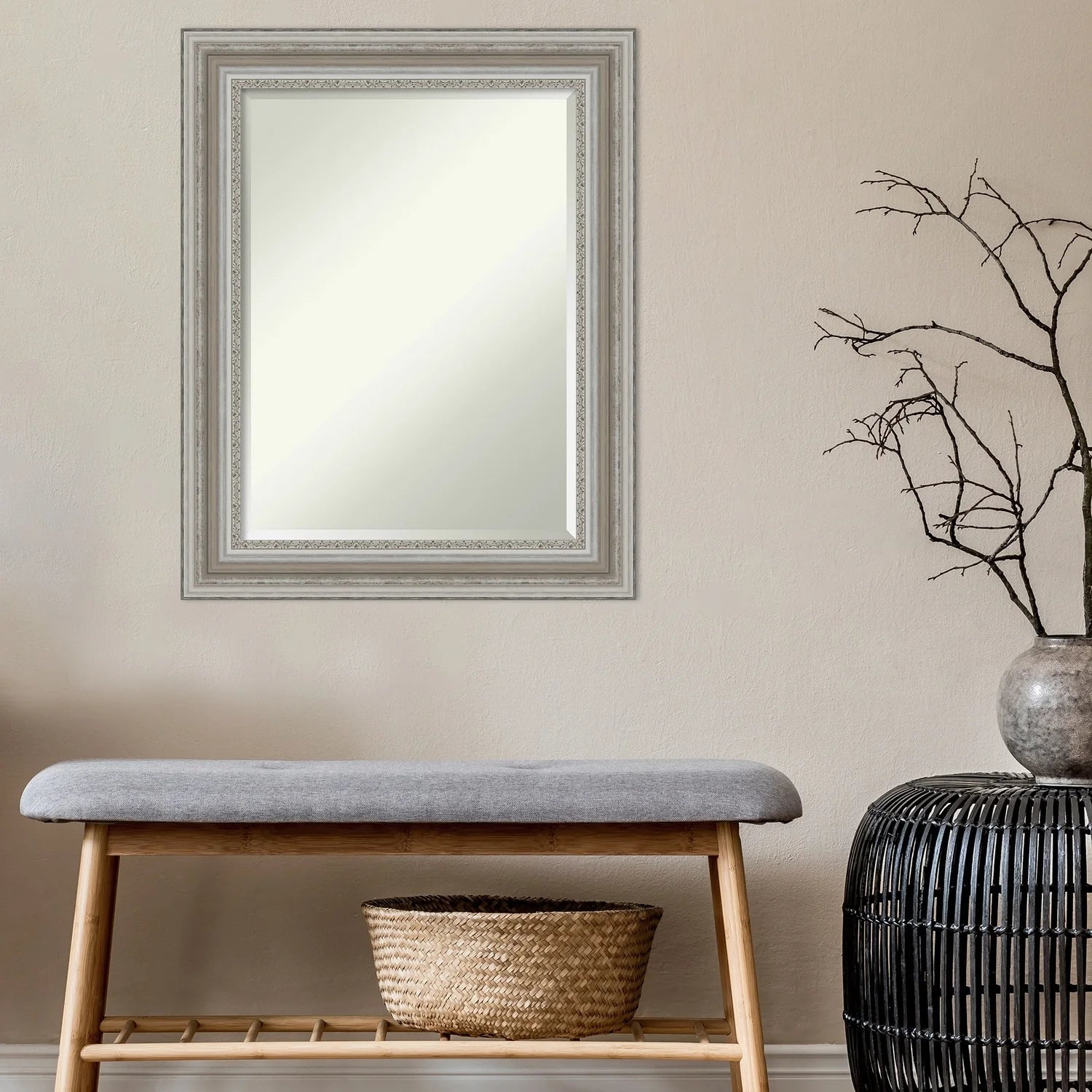 ZenVora Beveled Bathroom Wall Mirror, Silver Frame Decorative Vanity Mirror for Bathroom, Bedroom and Entryway
