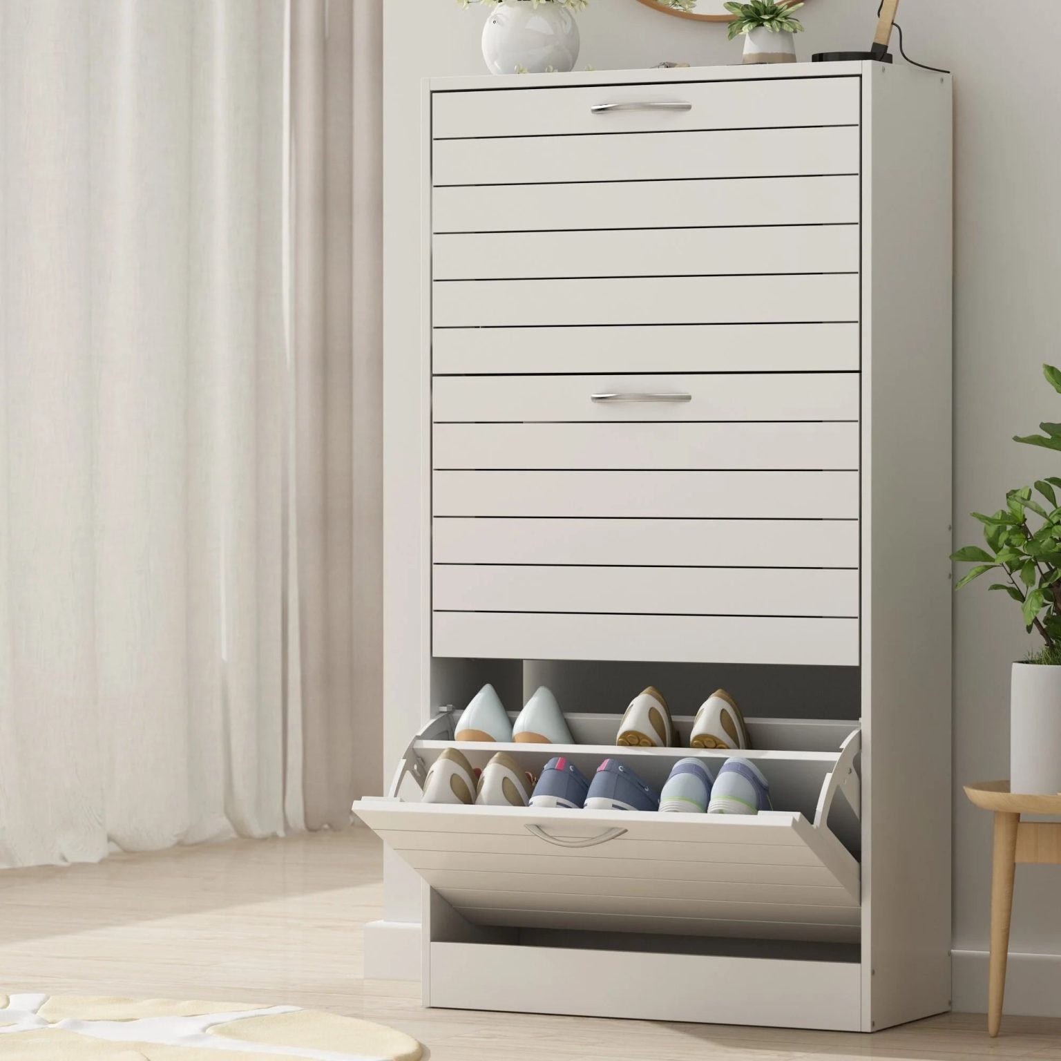 ZenVora Modern Shoe Storage Cabinet for Entryway and Hallway, Space-Saving Shoe Organizer