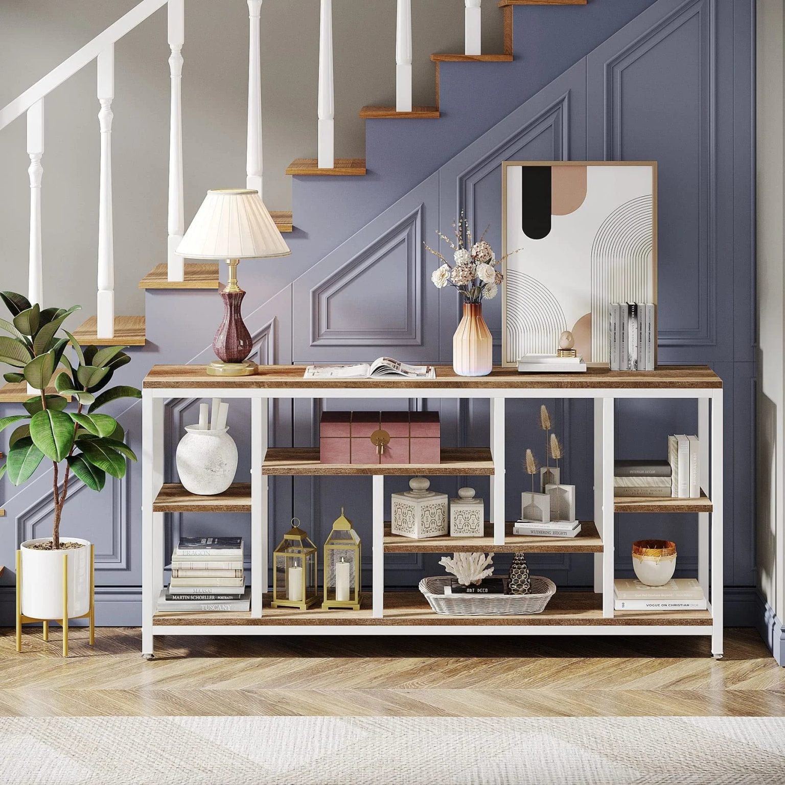 ZenVora 70.9 Inch Console Sofa Table with Storage, 3-Tier Entryway Table for Hallway