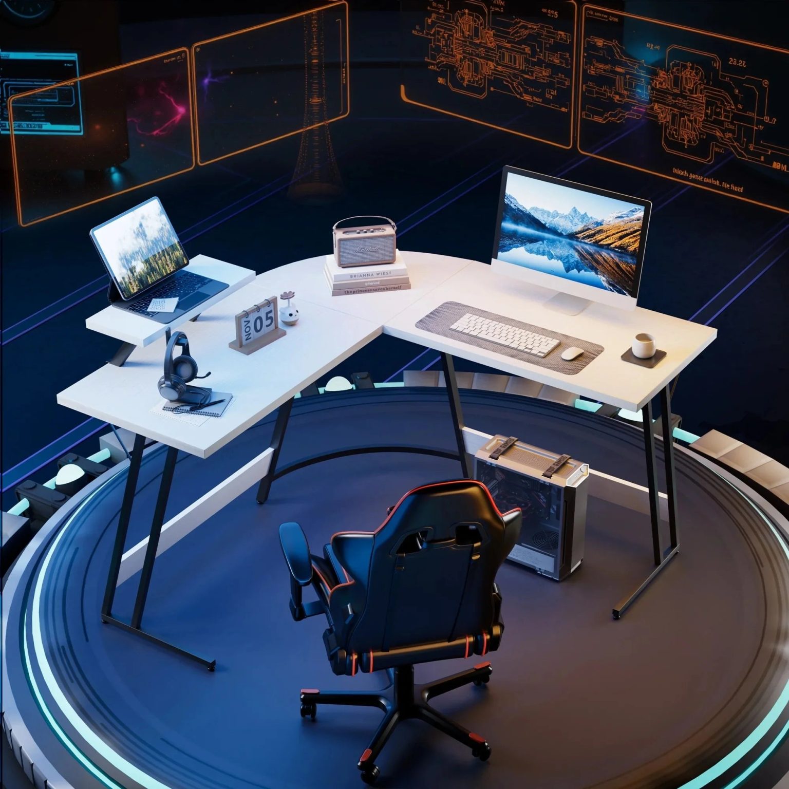 ZenVora L-Shaped Gaming Desk, Computer Corner Desk and Office Writing Desk for Home