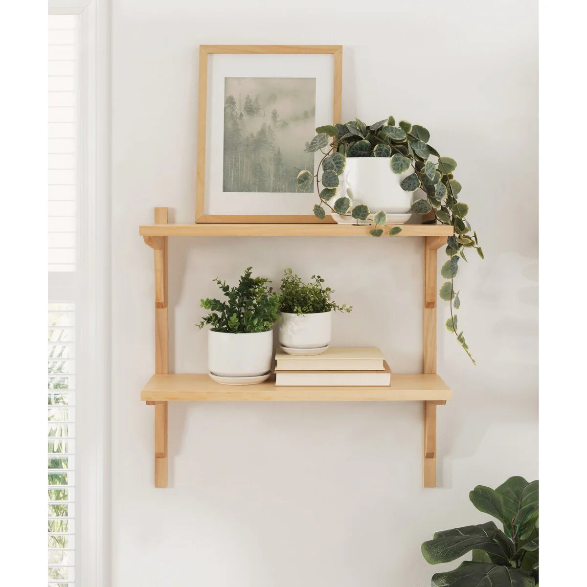 ZenVora Mid-Century Wall Shelves, 24x8x24 Inch Decorative Wall Mounted Storage and Display Shelving for Home Decor