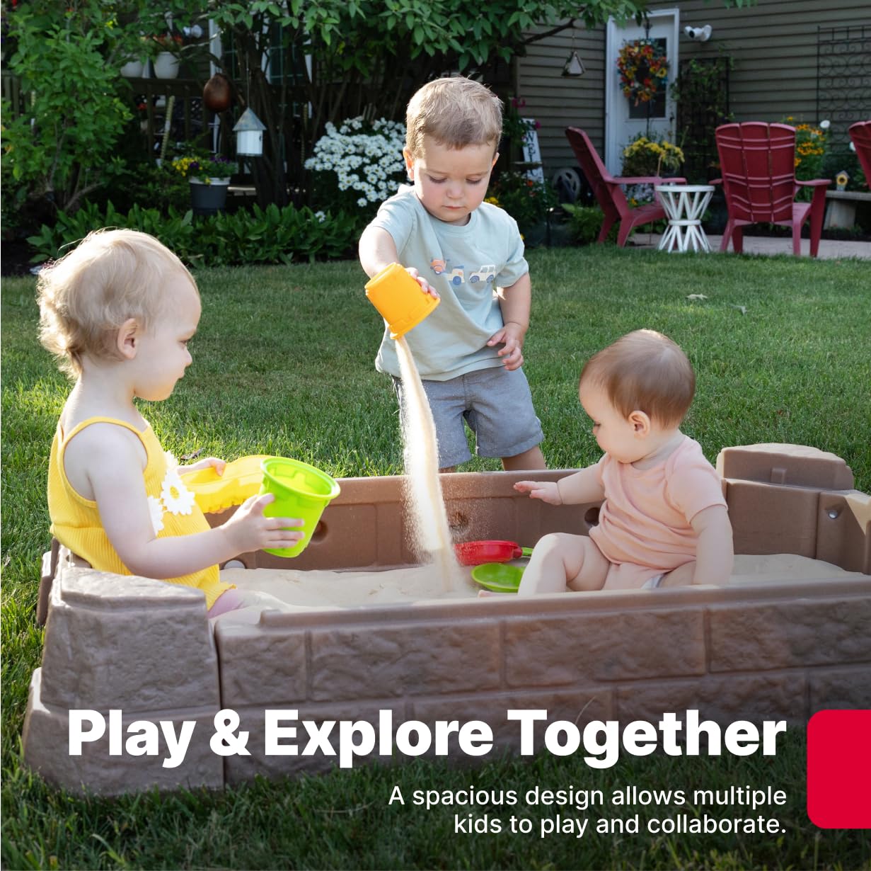 ZenVora Kids Sandbox, Outdoor Sand Activity Sensory Play Pit for Children