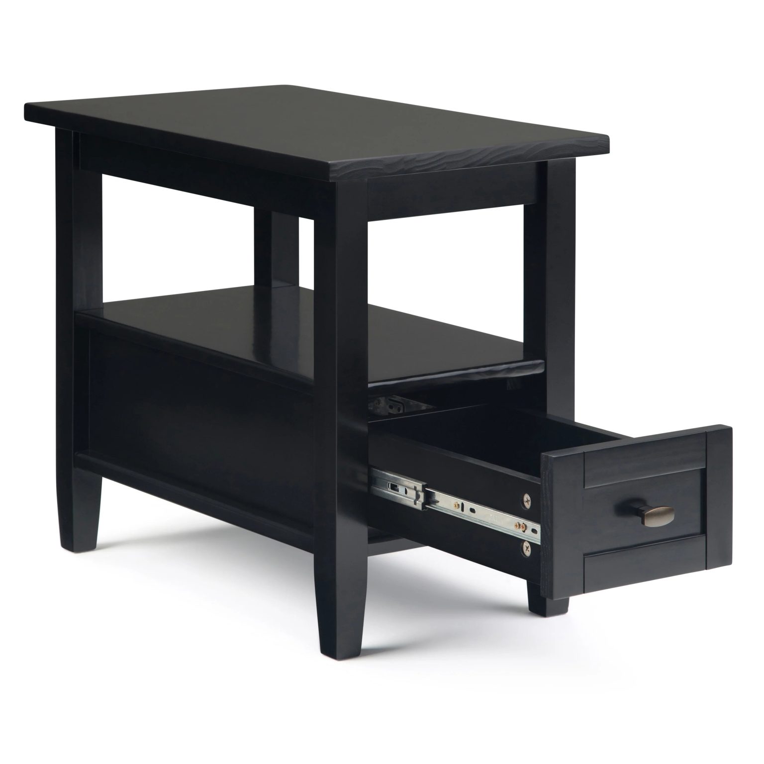 ZenVora 14" Wide Solid Wood Narrow Side Table, Rectangle Transitional Style Accent Table