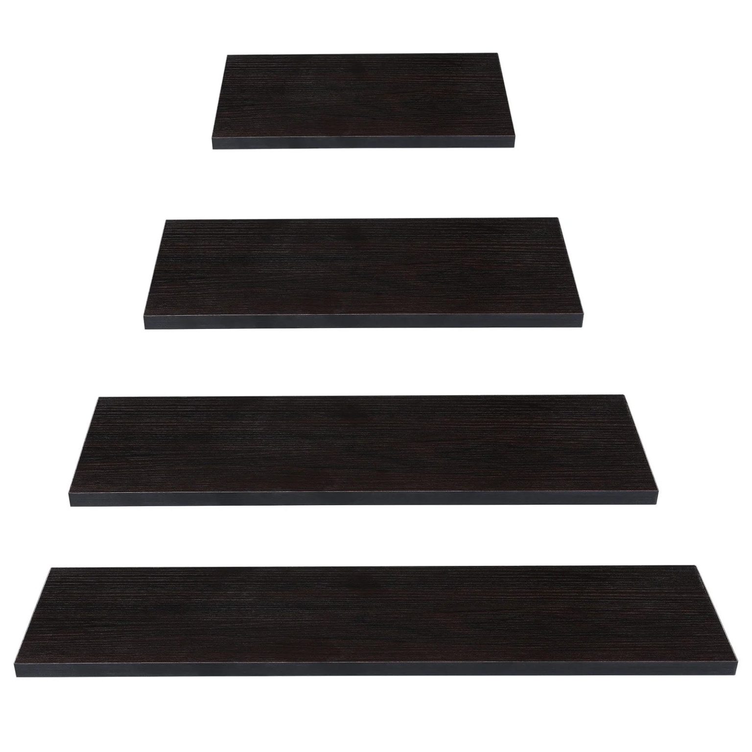 ZenVora 4-Piece Wood Floating Wall Shelves, White and Black Storage Shelf Set for Home Decor