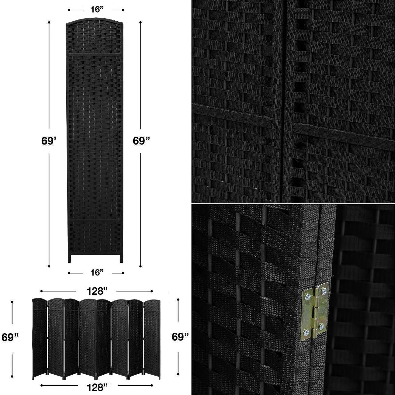 ZenVora Tall Folding Room Divider Screen, Portable Privacy Partition Wall Panel for Bedroom, Living Room and Office