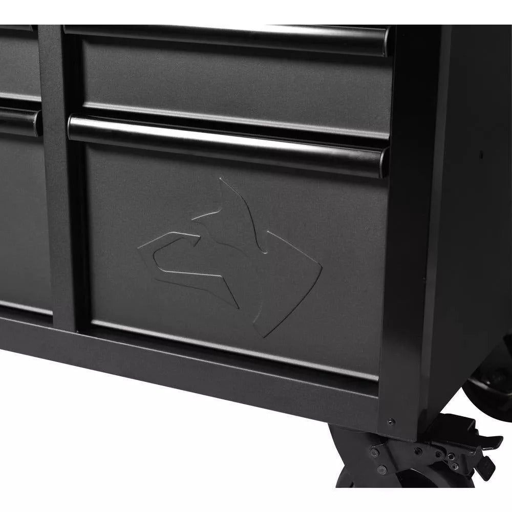 ZenVora 61 Inch 15 Drawer Mobile Workbench - Heavy Duty Steel Tool Cabinet with Wood Top and Power Strip