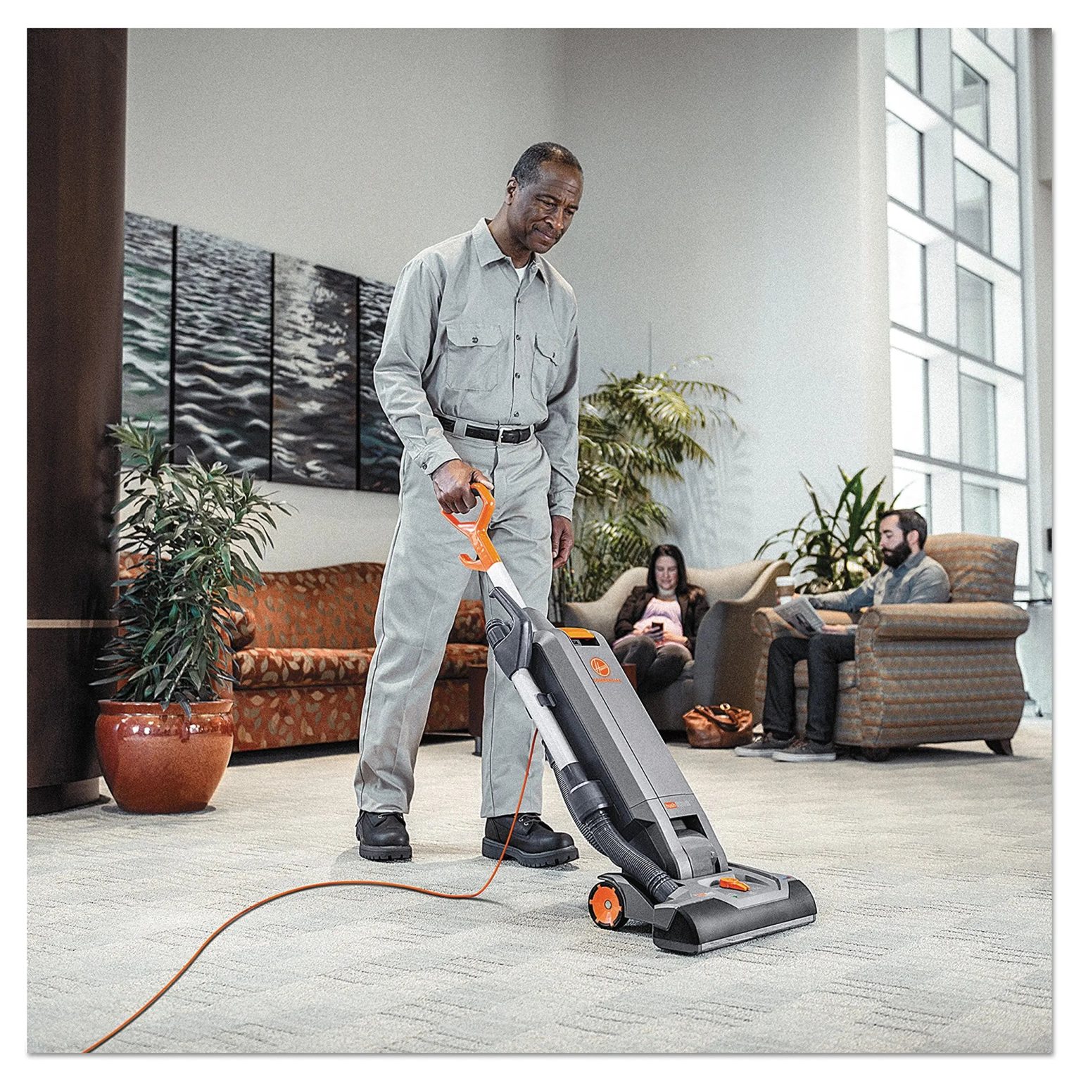 ZenVora 15-Inch Commercial Upright Vacuum Cleaner with Intellibelt, for Carpet and Hard Floors, Gray