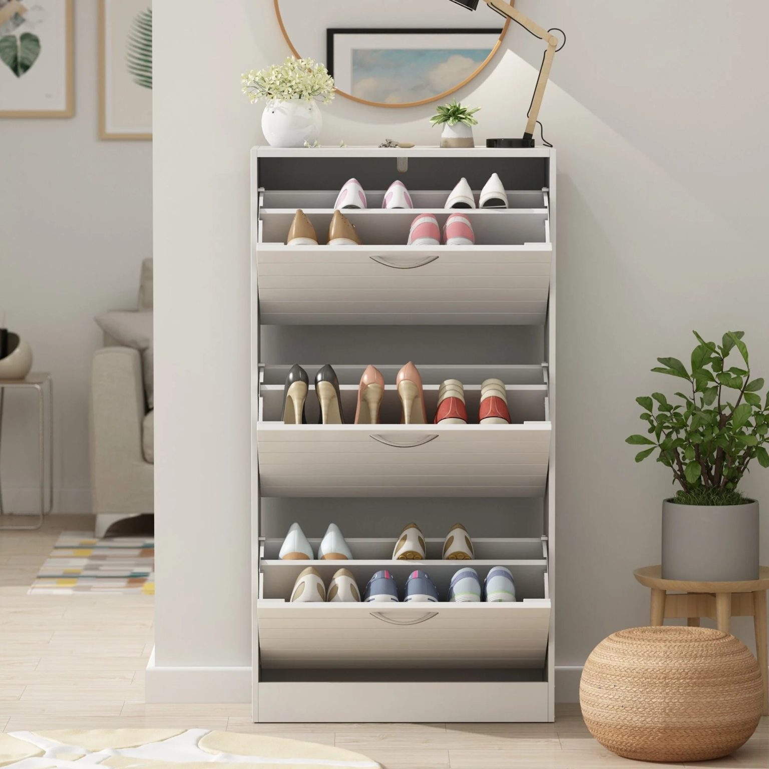 ZenVora Modern Shoe Storage Cabinet for Entryway and Hallway, Space-Saving Shoe Organizer