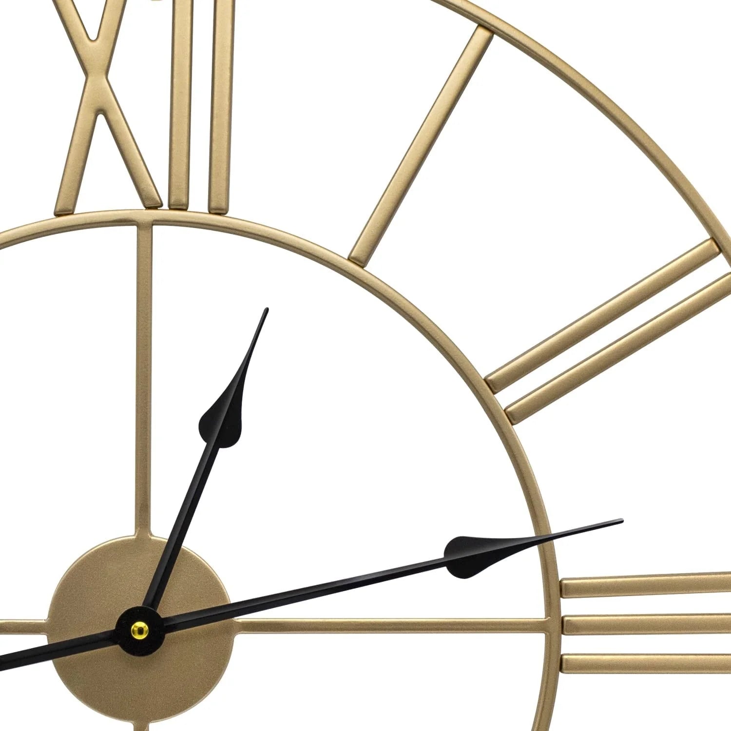 ZenVora 24 Inch Large Round Gold Metal Wall Clock, Decorative Analog Clock for Home