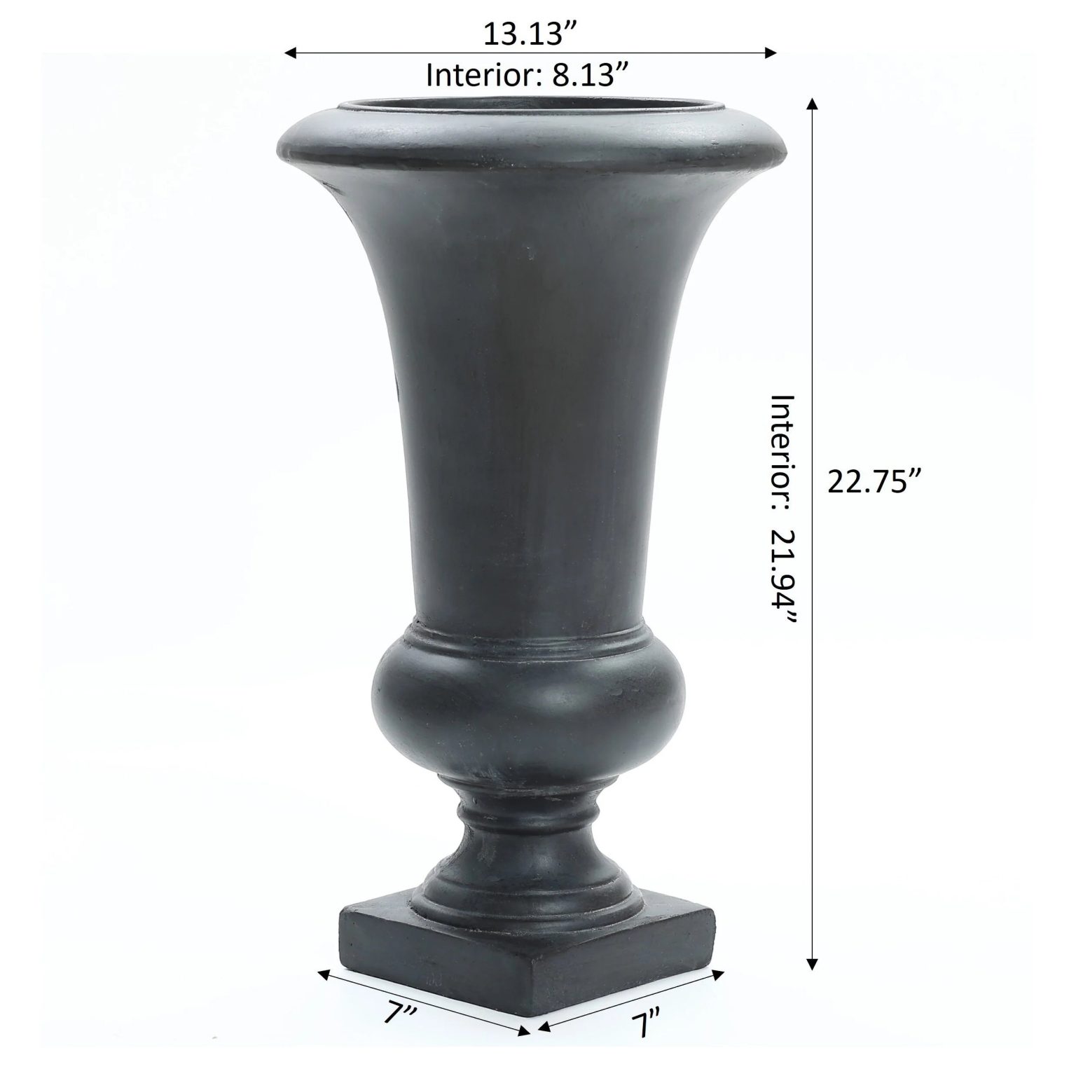ZenVora 22.75" Tall Handmade Fiber Stone Urn Planter Pot, Decorative Outdoor Garden Flower Container for Patio and Home
