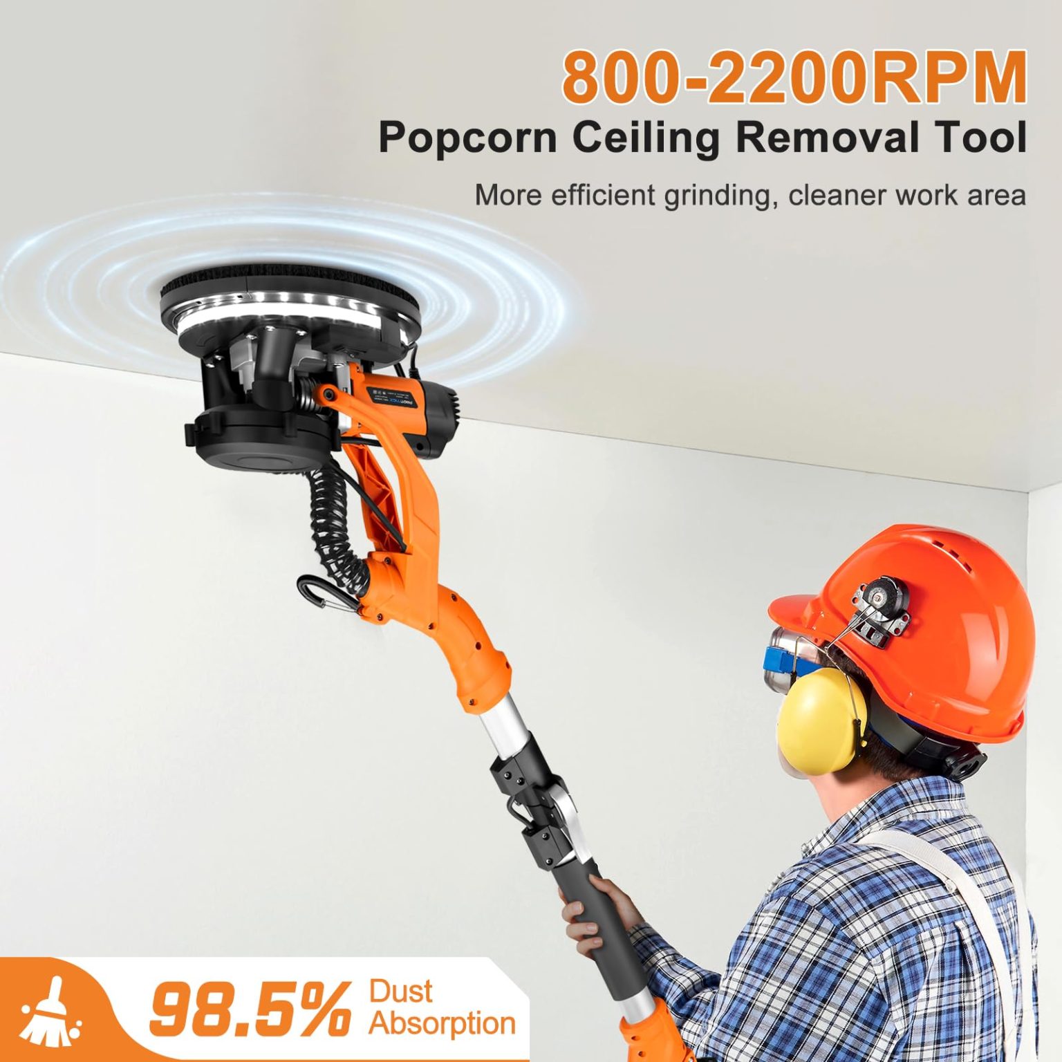 ZenVora 1000W Drywall Sander, Electric Wall and Ceiling Sanding Tool for Popcorn Texture Removal