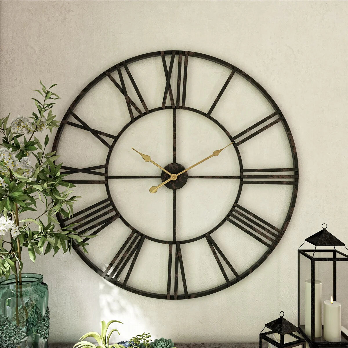ZenVora Modern Round Metal Wall Clock, Decorative Circular Hanging Clock for Living Room, Bedroom and Office