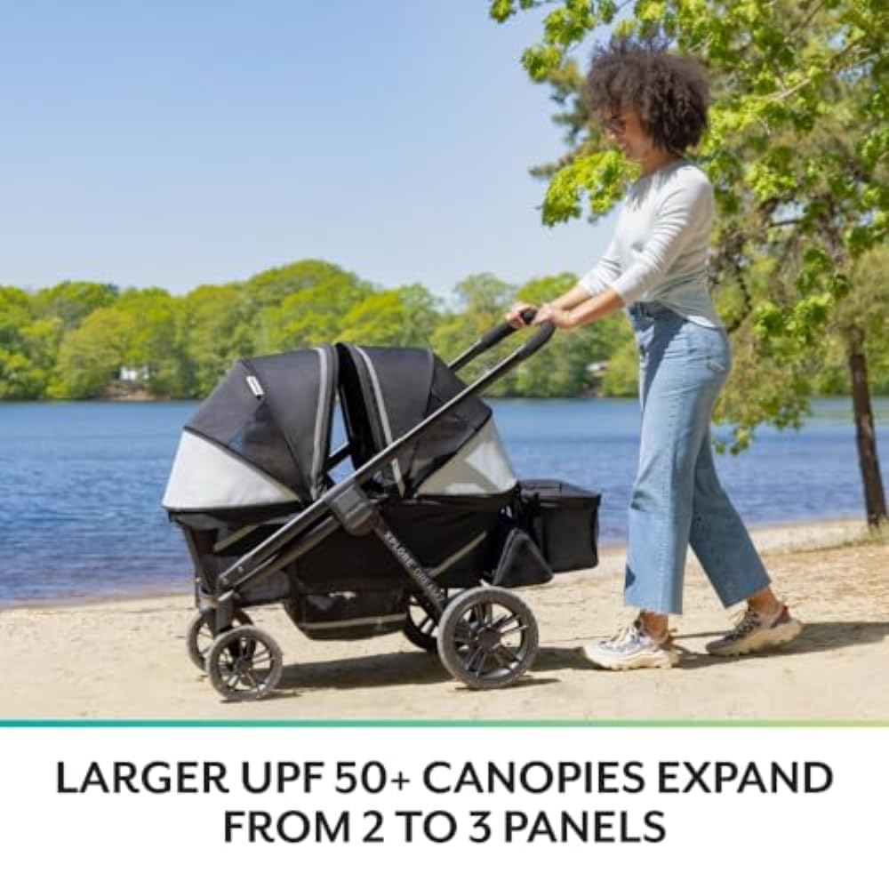 ZenVora 2-in-1 All-Terrain Baby Stroller Wagon with Canopy and Storage - Gray