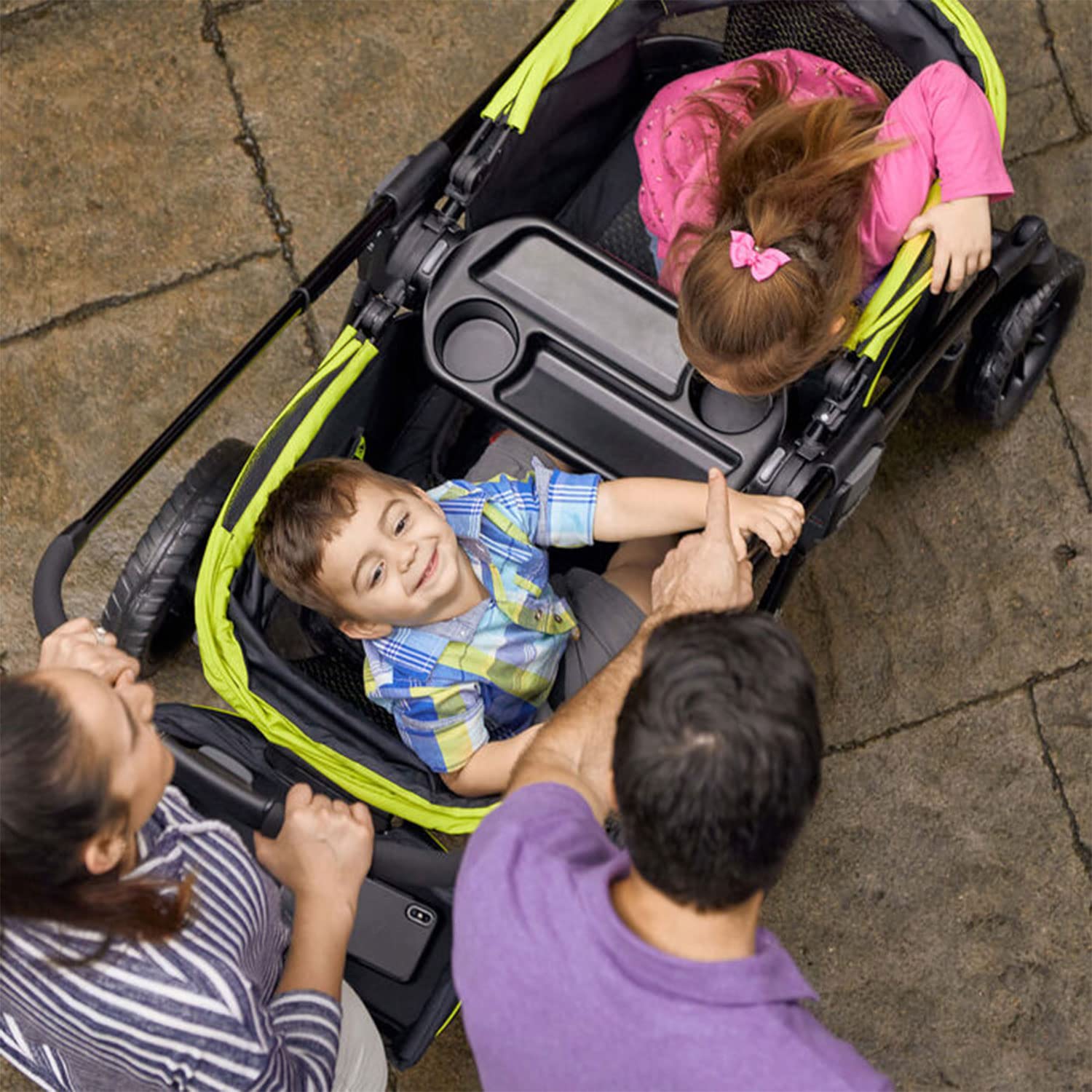ZenVora 2-in-1 All-Terrain Baby Stroller Wagon with Canopy and Storage - Gray