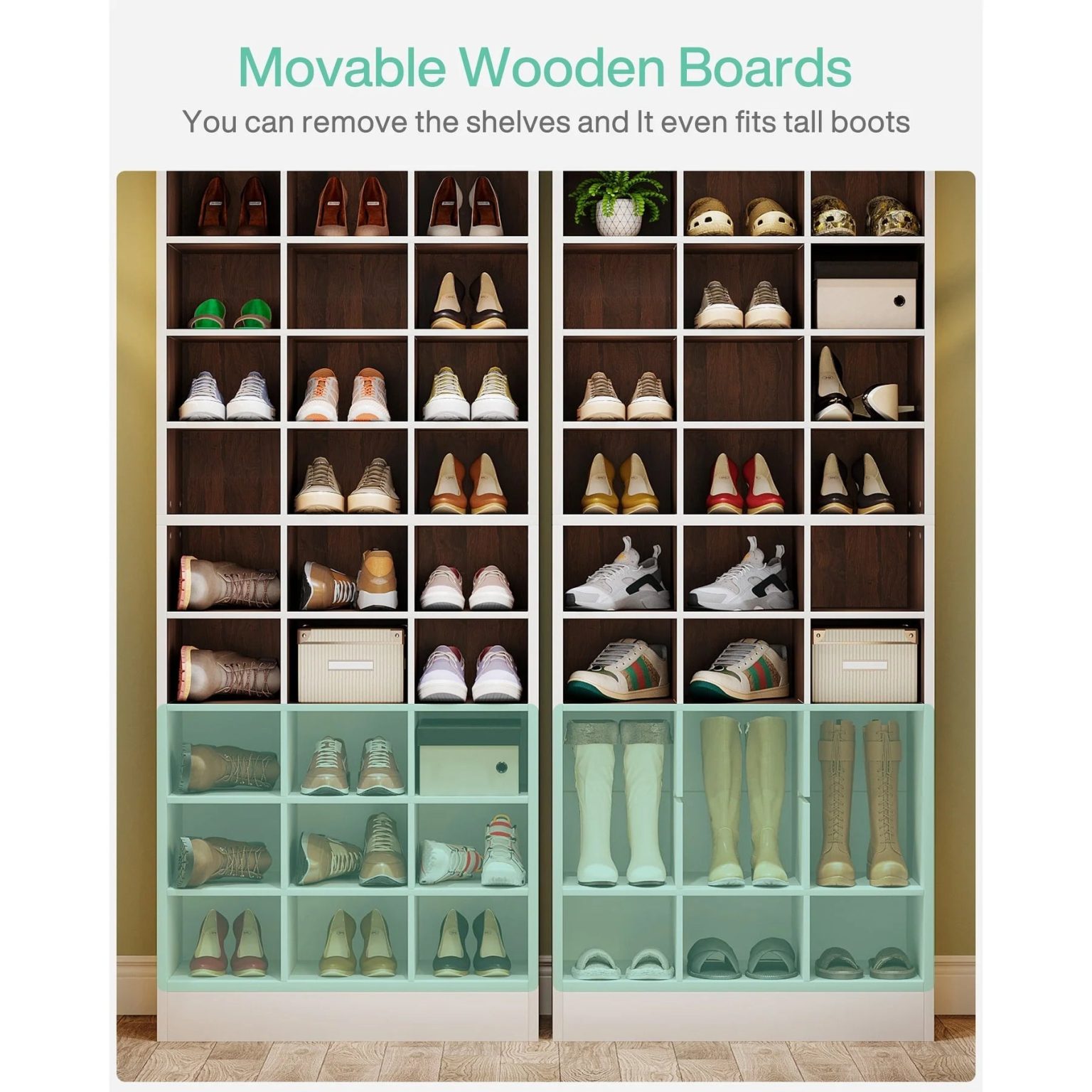 ZenVora 10-Tier Tall Shoe Cabinet, 30-Pair White Wood Shoe Storage Rack for Entryway and Closet