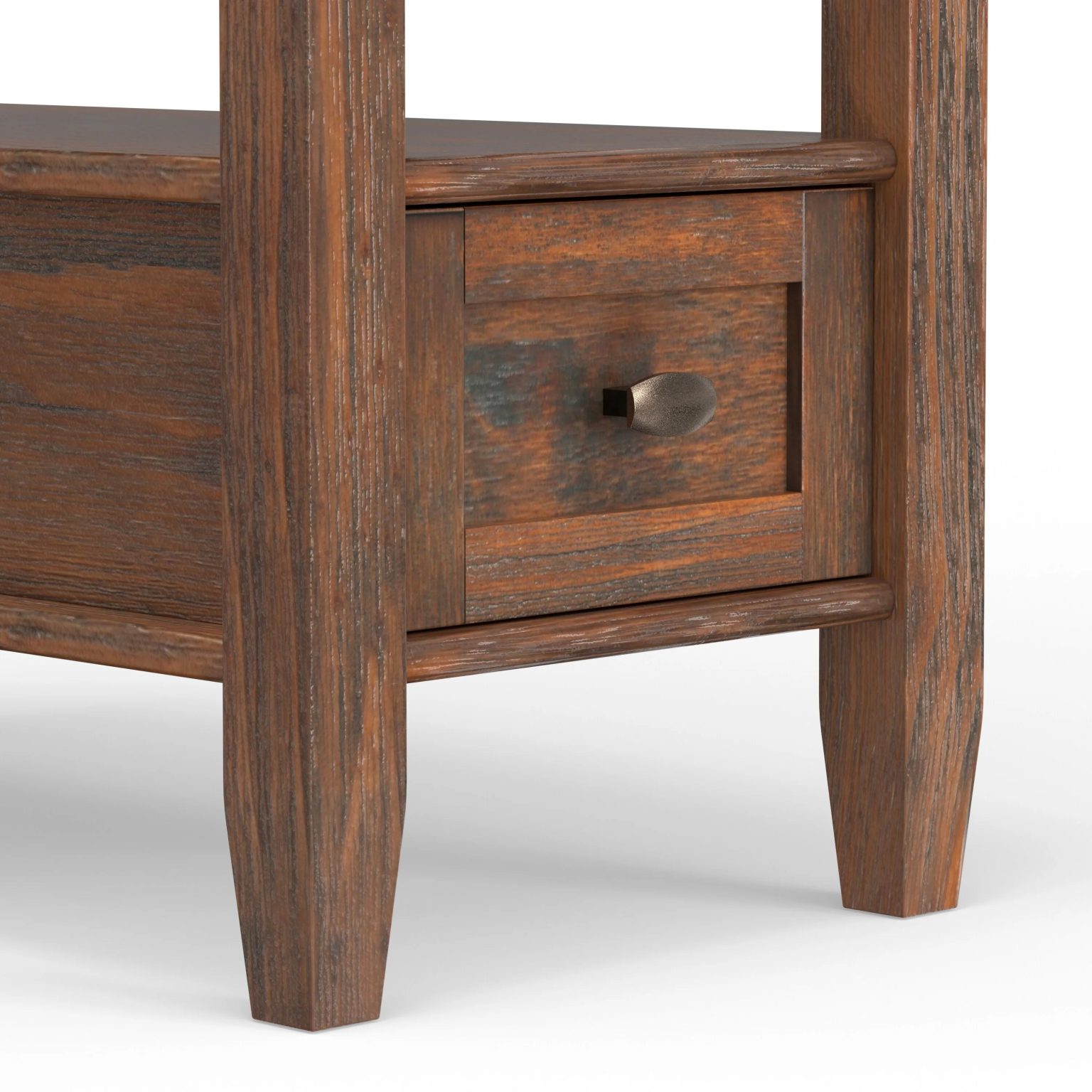 ZenVora 14" Wide Solid Wood Narrow Side Table, Rectangle Transitional Style Accent Table