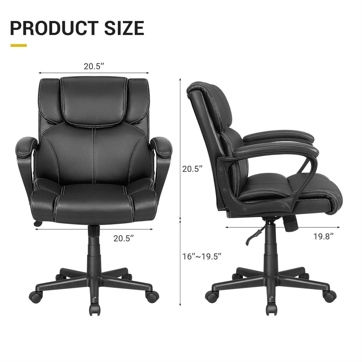 ZenVora Mid Back Office Chair, Ergonomic Swivel Computer Task Chair for Home Office, Work and Study
