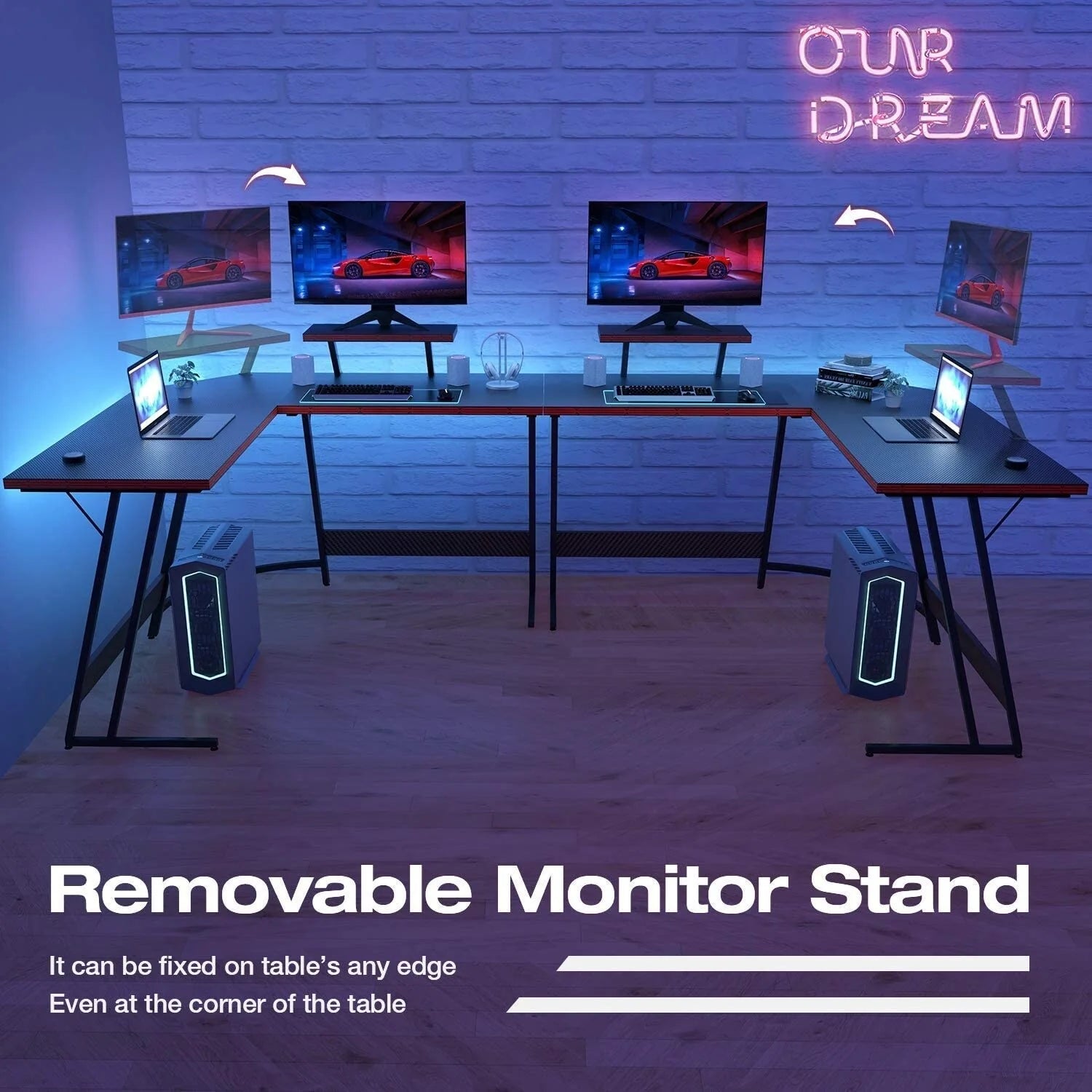 ZenVora L Shaped Gaming Desk, Corner Computer PC Workstation for Gaming, Home Office and Study