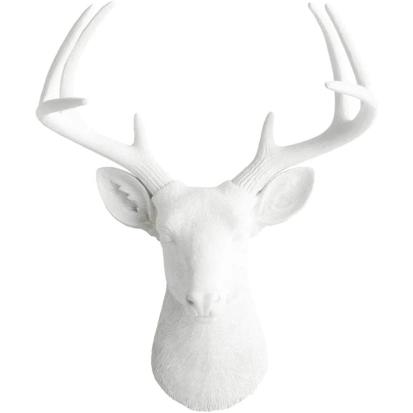 ZenVora White Deer Head Wall Decor, Modern Decorative Animal Head Sculpture for Living Room, Bedroom and Home Decoration