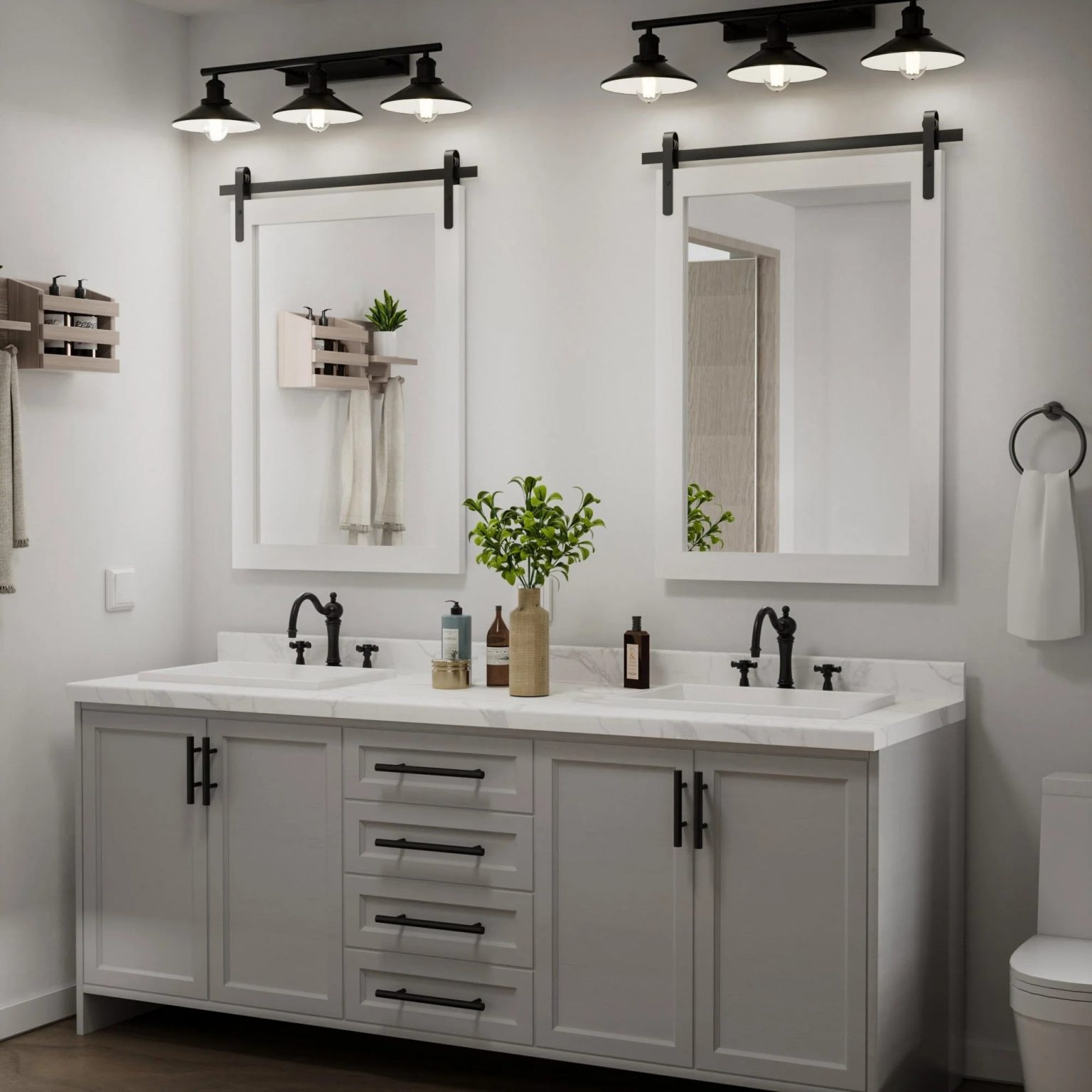 ZenVora Modern Rectangular Wall Mirror with Wood Frame, Bathroom and Barn Door Mirror, Multiple Sizes