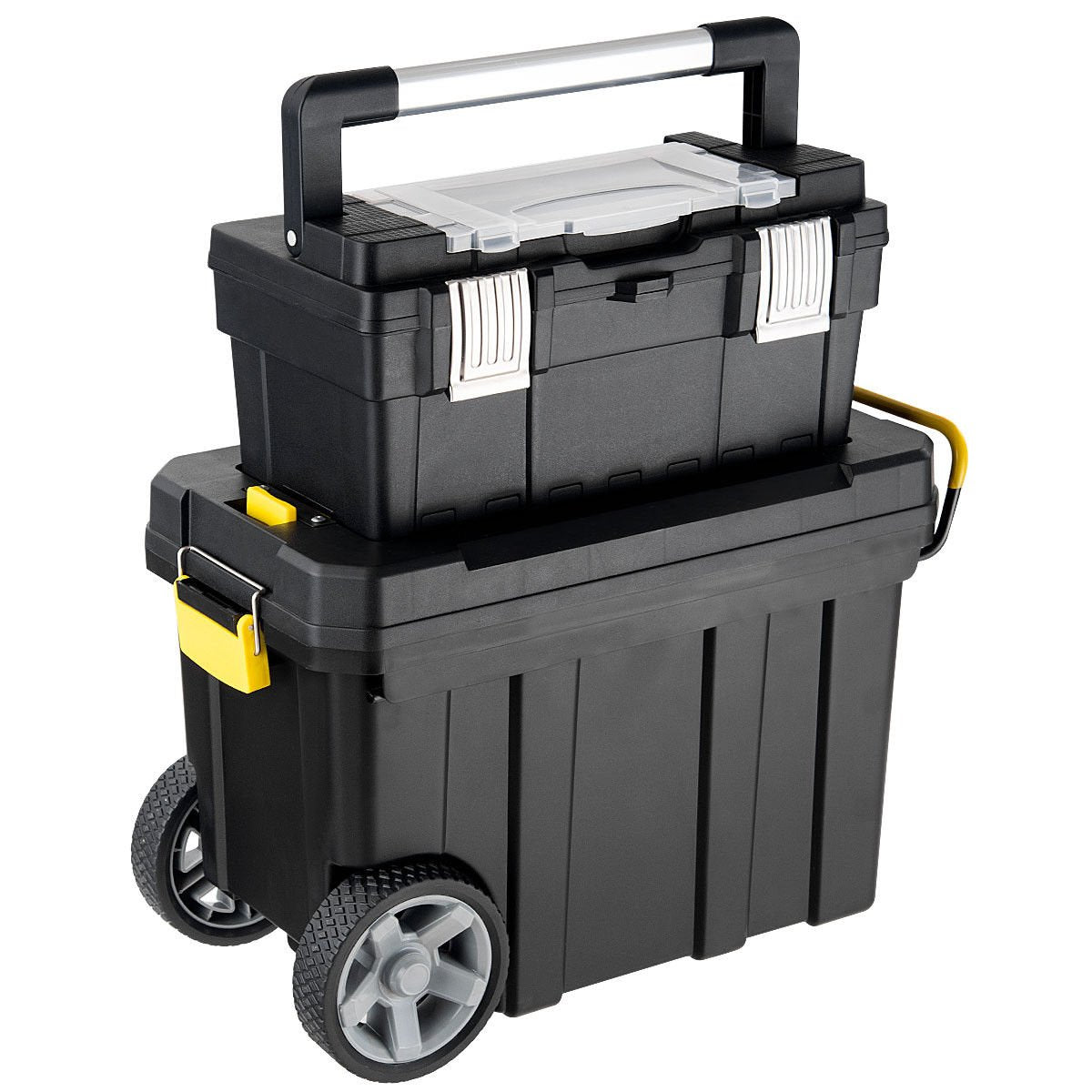ZenVora 2-in-1 Rolling Toolbox, Portable Plastic Tool Organizer and Storage Box Set