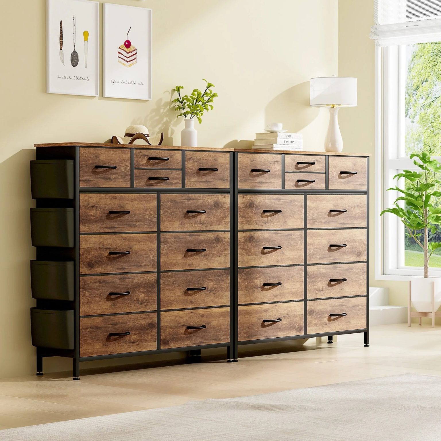 ZenVora 12 Drawer Fabric Dresser, Tall Bedroom Chest of Drawers with Storage