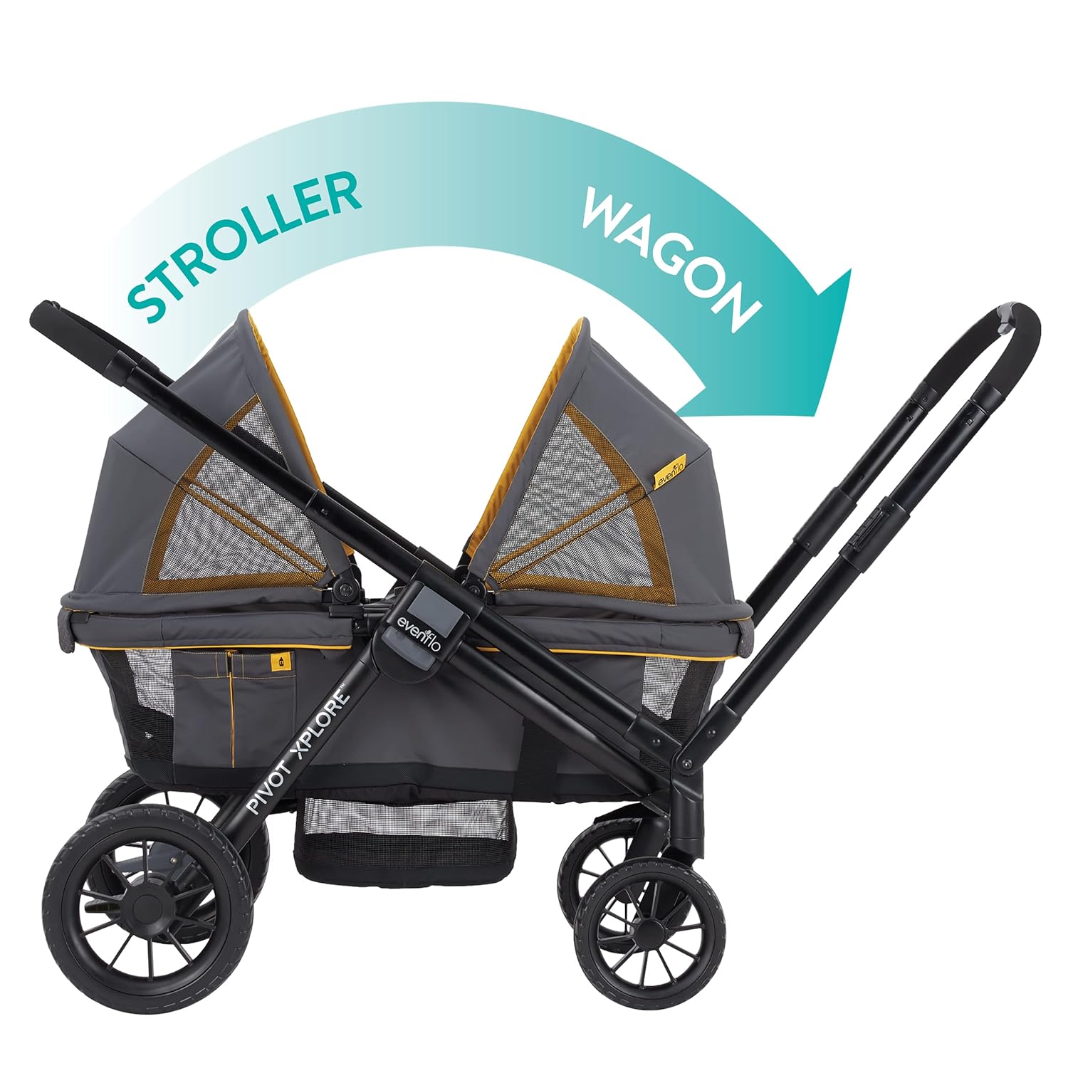 ZenVora 2-in-1 All-Terrain Baby Stroller Wagon with Canopy and Storage - Gray