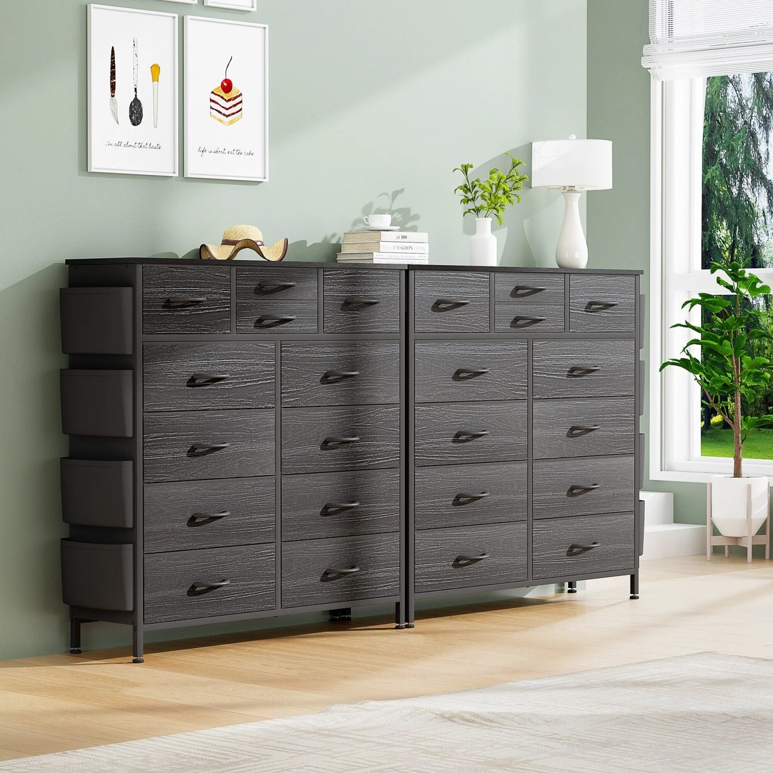 ZenVora 12 Drawer Fabric Dresser, Tall Bedroom Chest of Drawers with Storage