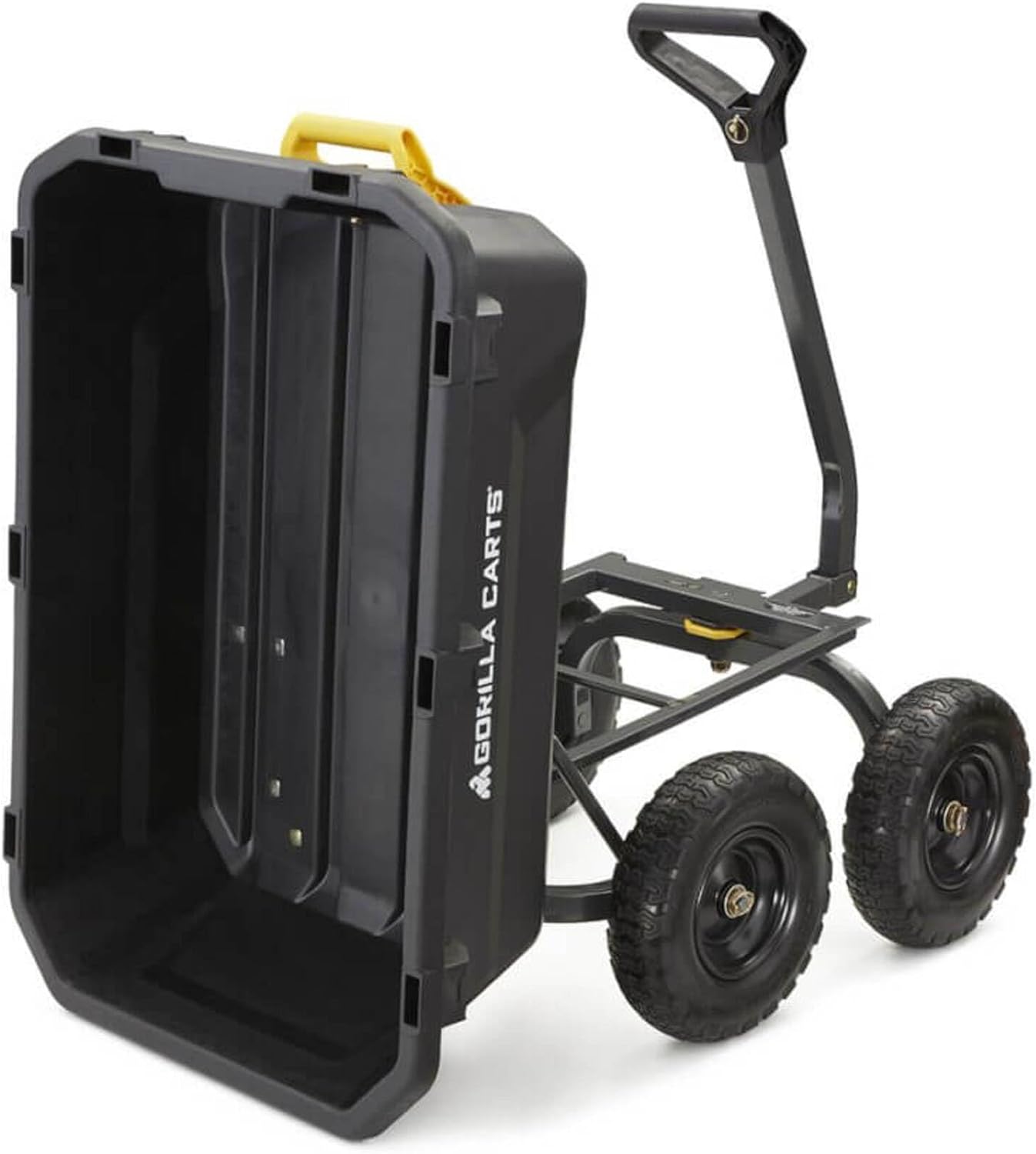 7-Cubic-Foot Poly Dump Garden Cart with No-Flat Tires, 1,200-Lb. Capacity, Black