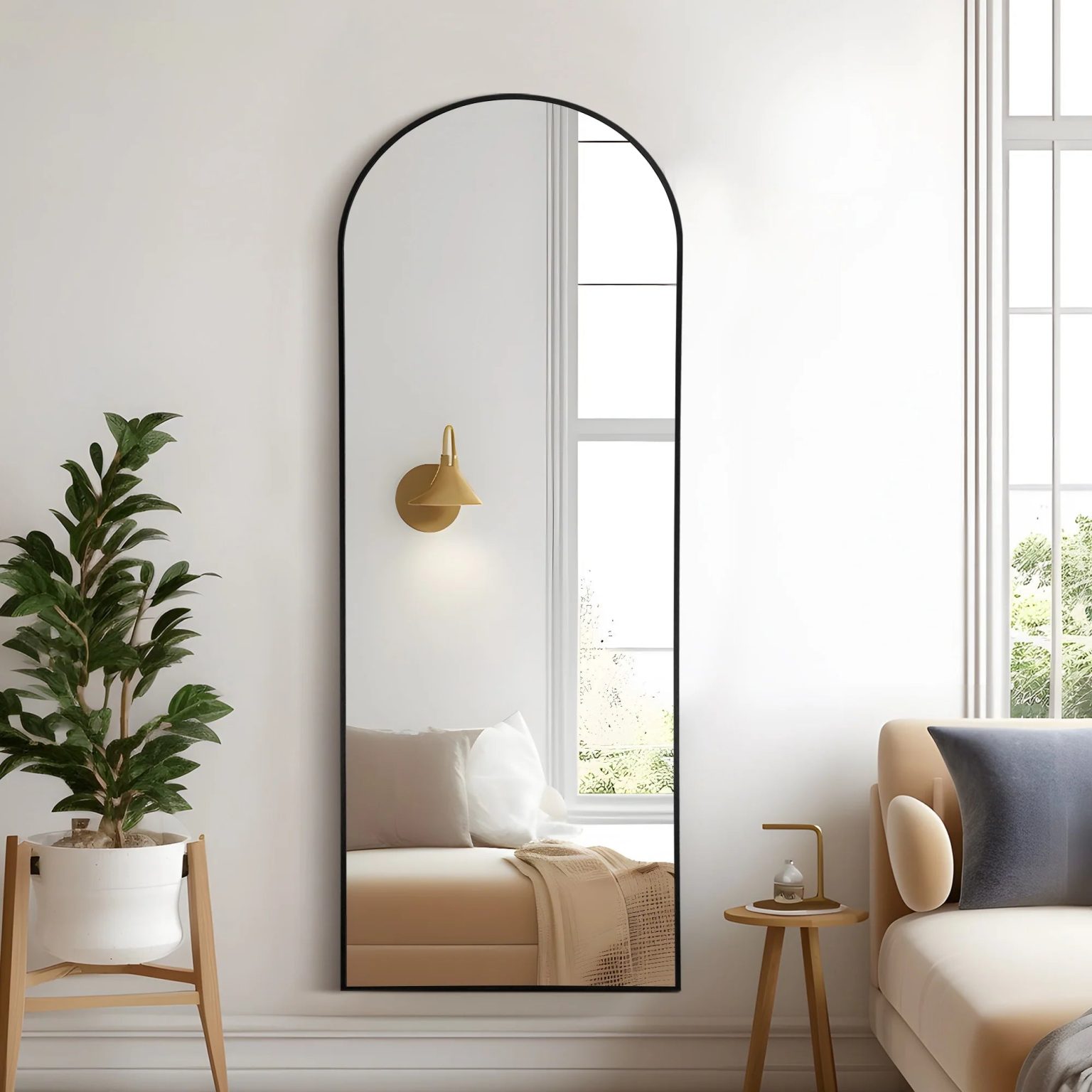 ZenVora Arched Full Length Floor Mirror, Large Full Body Standing and Wall Mounted Mirror for Bedroom, Living Room and Home Decor