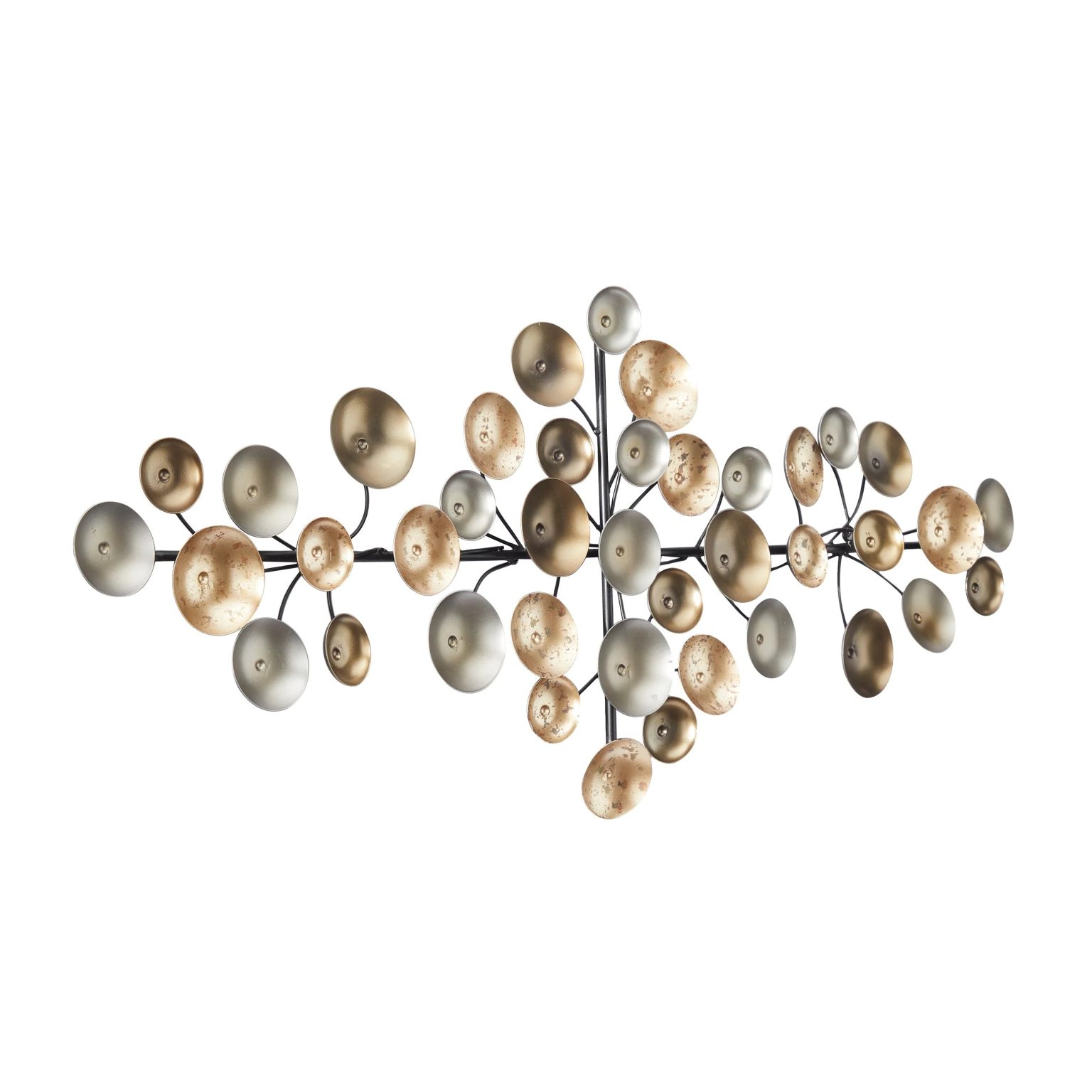 ZenVora Gold Metal Plate Wall Decor with Textured Pattern, Decorative Wall Art