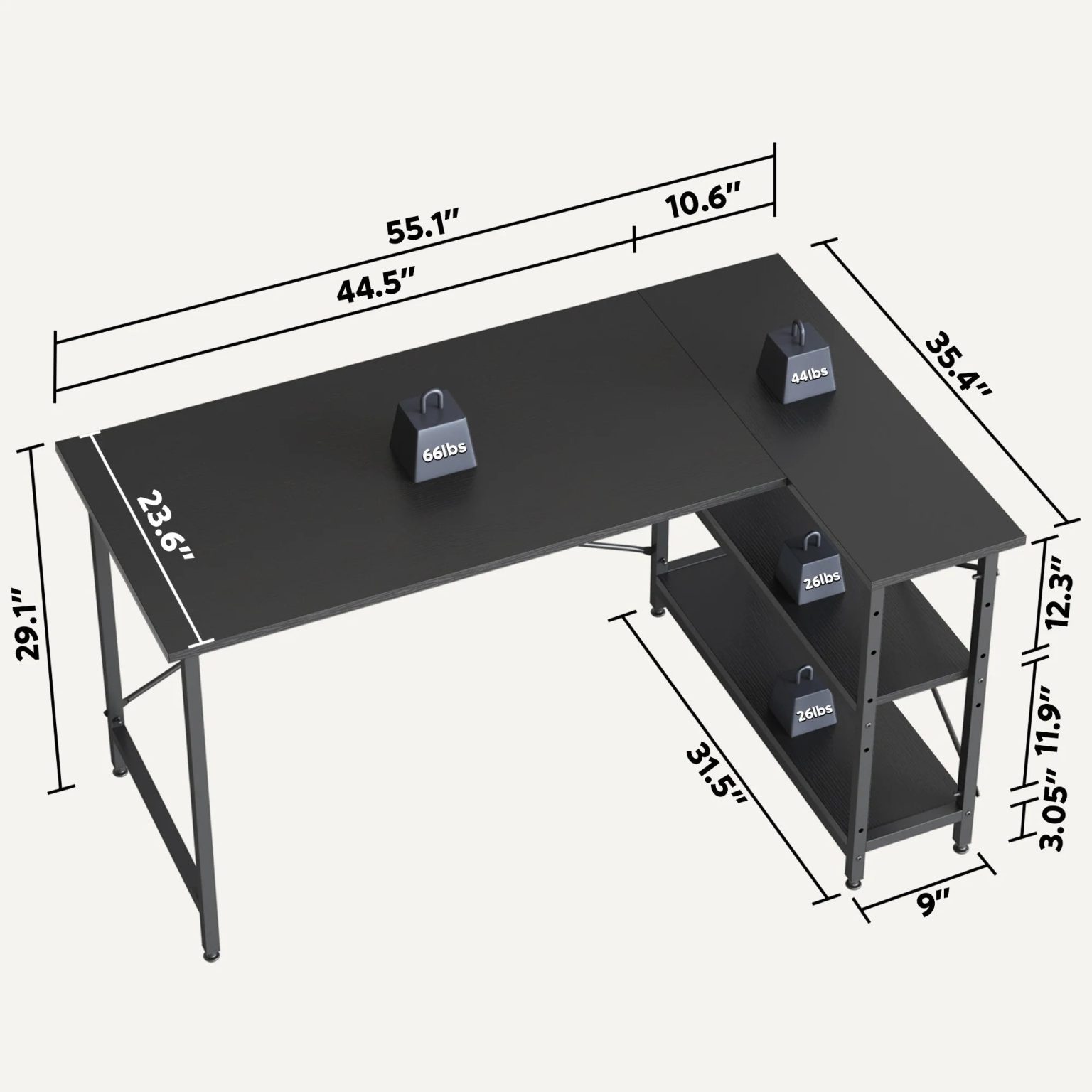 ZenVora Small L Shaped Computer Desk with Storage Shelves, Compact Corner Workstation for Home Office and Study