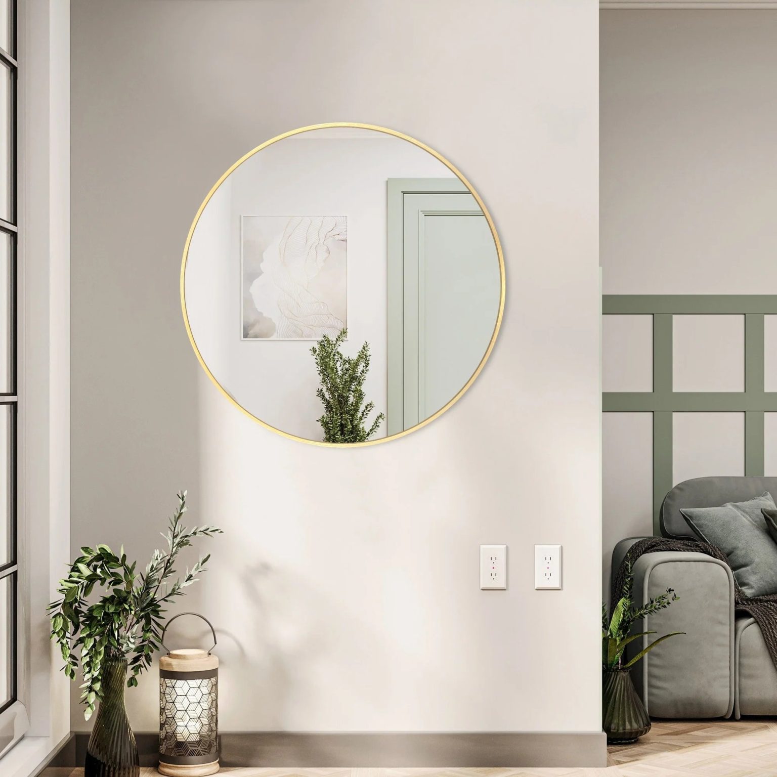 ZenVora Modern Round Bathroom Vanity Mirror, Wall Mounted Circular Mirror for Bathroom, Bedroom and Home Decor