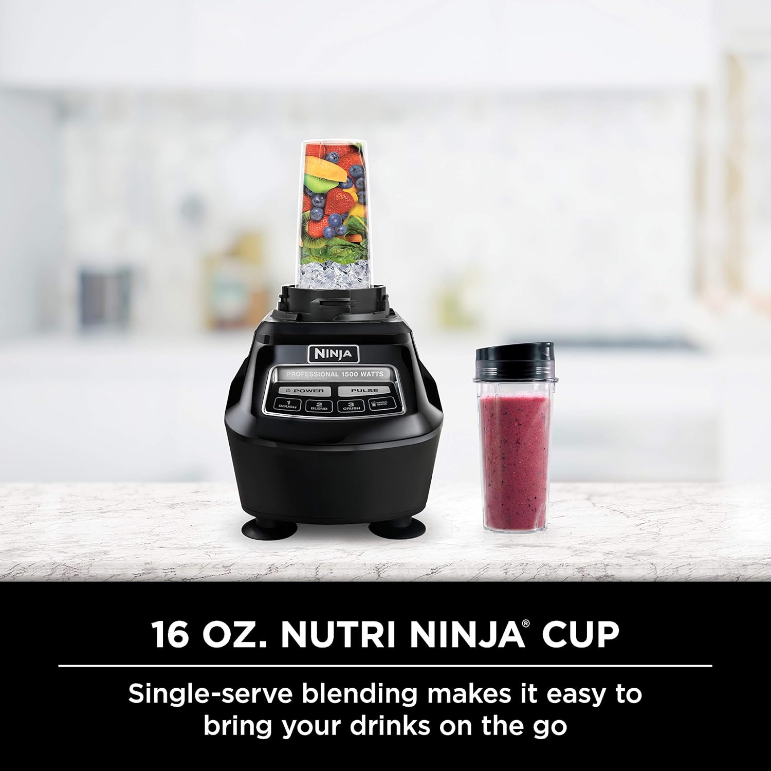ZenVora 1500W Blender and Food Processor System with 72-Oz. Pitcher, 64-Oz. Bowl and 16-Oz. To-Go Cups, Black