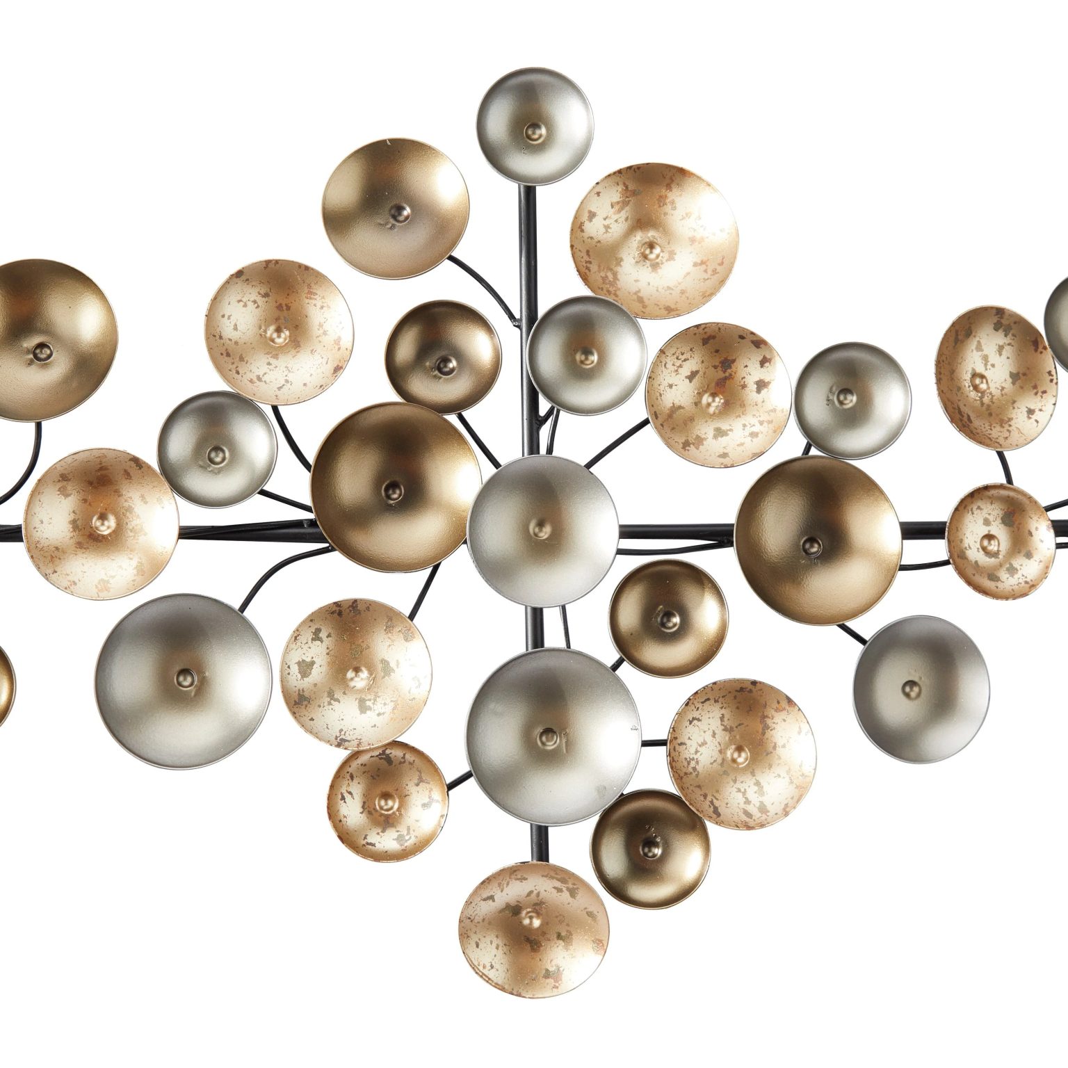 ZenVora Gold Metal Plate Wall Decor with Textured Pattern, Decorative Wall Art