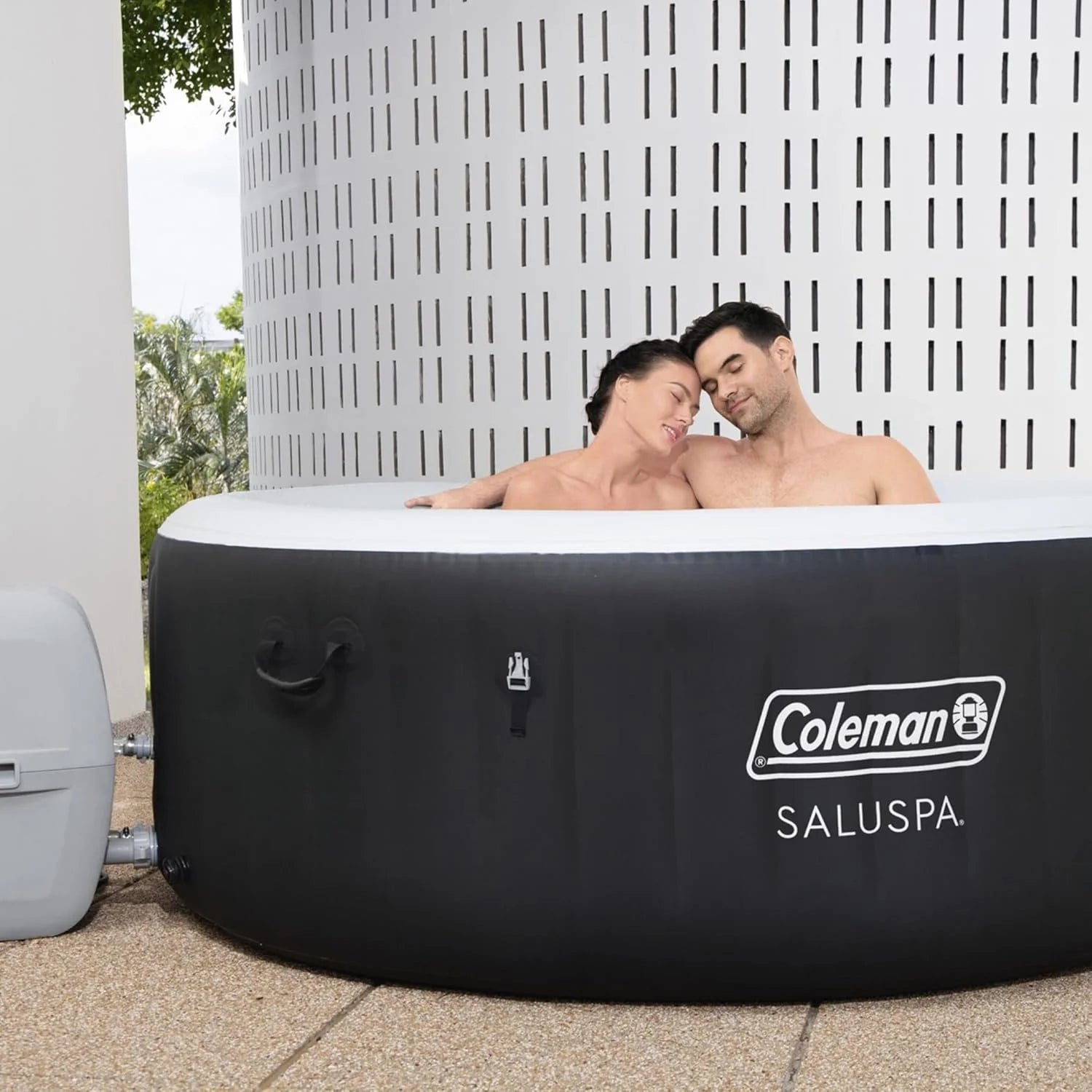 ZenVora 2-4 Person Inflatable Hot Tub, Portable Round Outdoor Spa with 120 Soothing Air Jets and Insulated Cover, Black