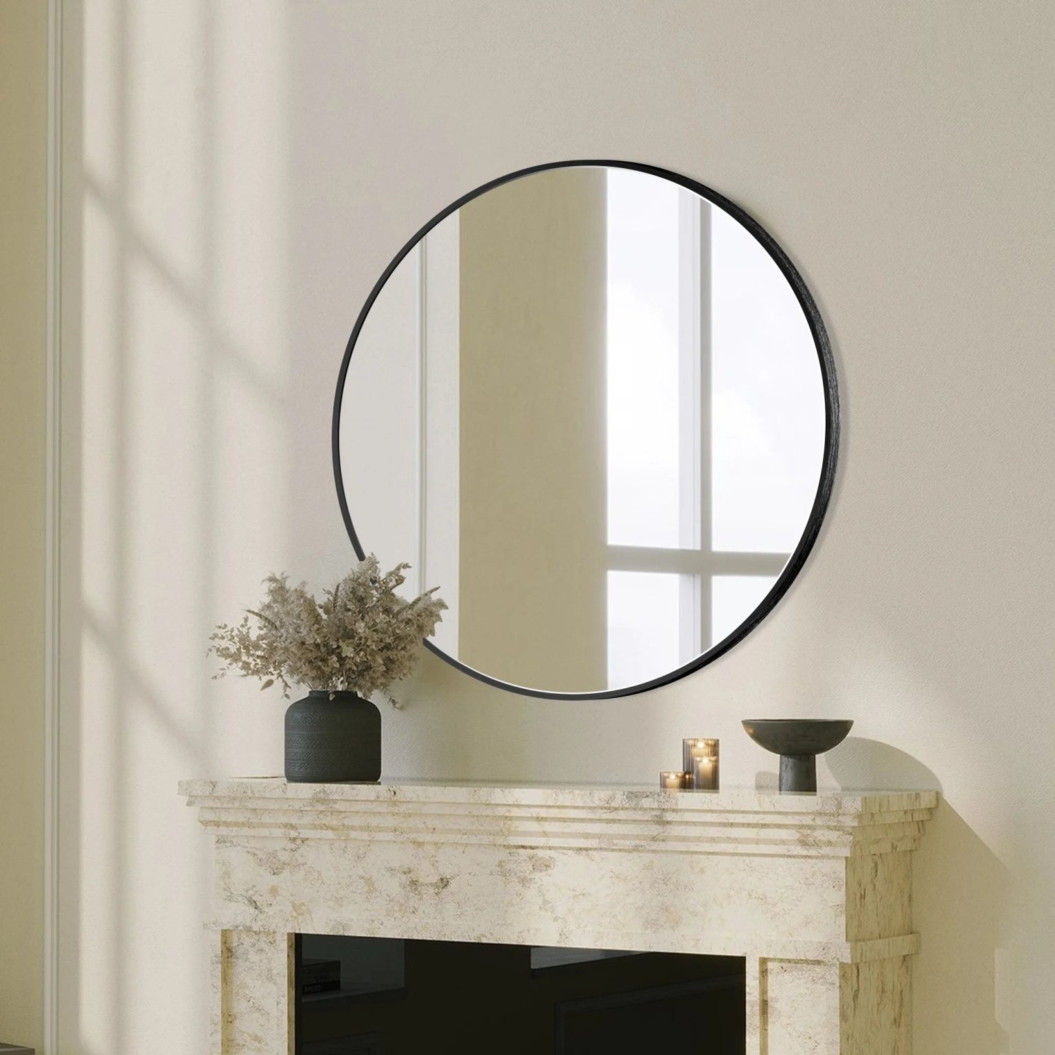 ZenVora Modern Round Bathroom Vanity Mirror, Wall Mounted Circular Mirror for Bathroom, Bedroom and Home Decor