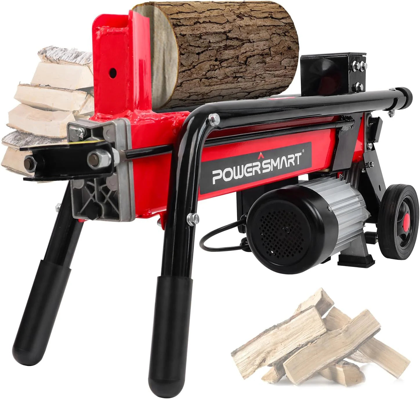 ZenVora 7-Ton Electric Log Splitter, 15 Amp, 3500 Motor Speed, Horizontal Full Beam Design with Steel Wedge