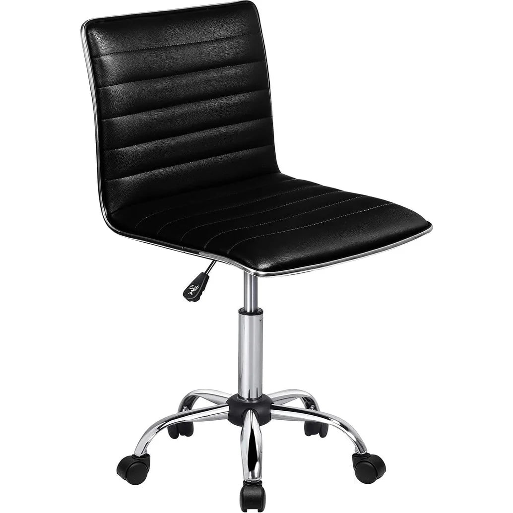 ZenVora Adjustable Mid-Back Armless Swivel Office Chair, Ribbed Task and Vanity Chair for Small Spaces