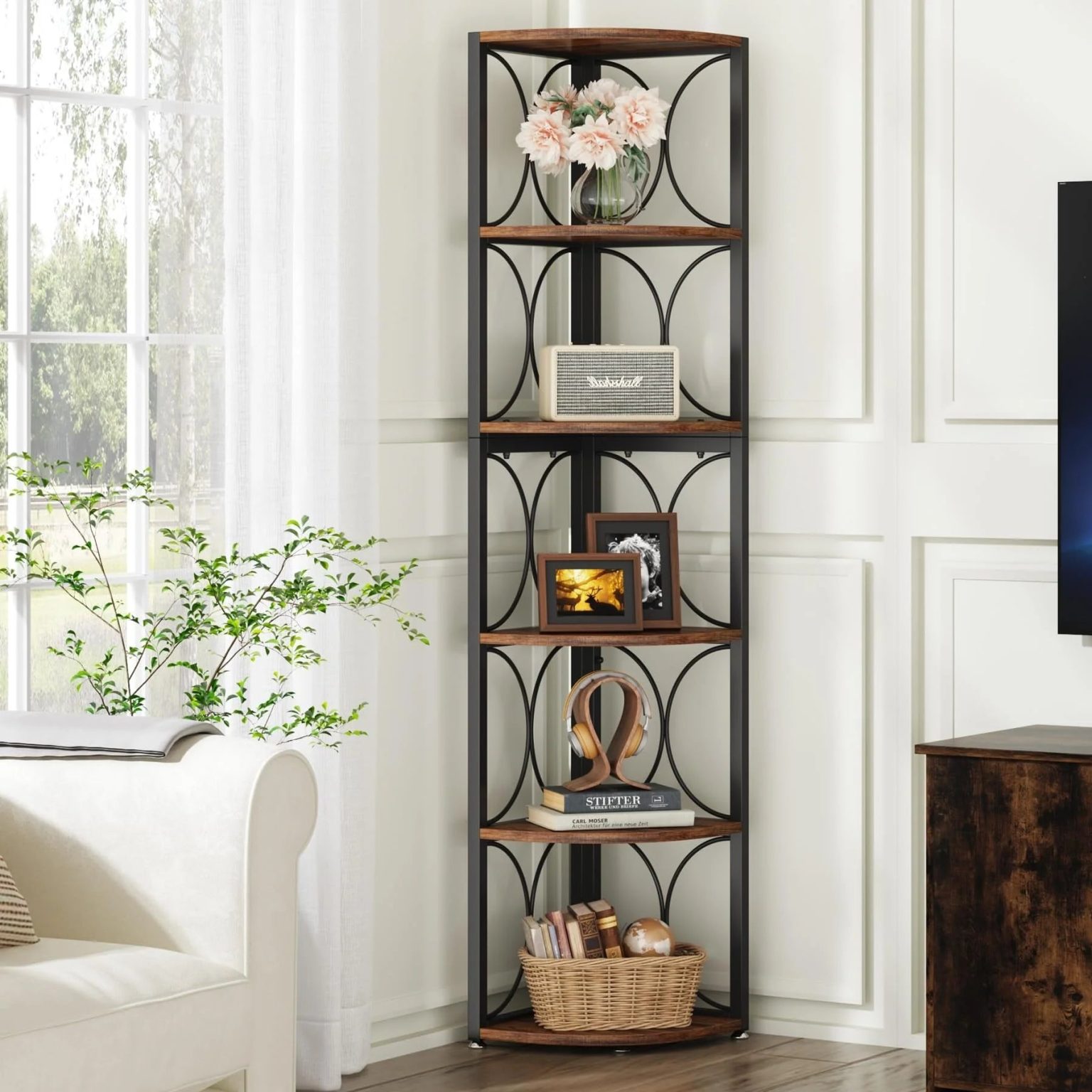 ZenVora 67 Inch Tall Corner Shelf, Freestanding Corner Bookshelf and Storage Shelving Unit