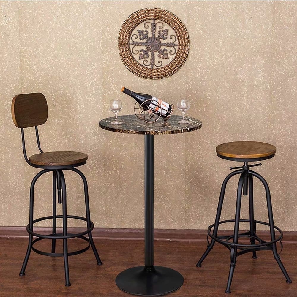 ZenVora Round Bistro Pub Table, Bar Height Cocktail Table with Metal Base and MDF Top, 23.8 Inch