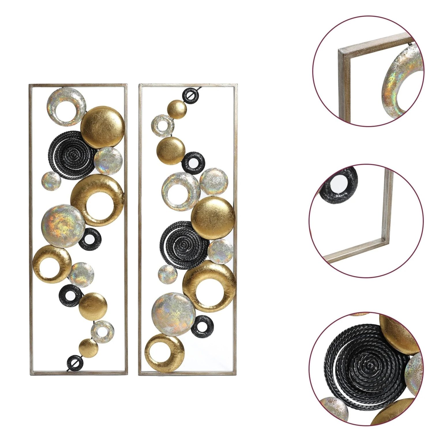 ZenVora Set of 2 Modern Multi-Color Abstract Metal Wall Decor Panels, Decorative Wall Art for Living Room and Bedroom