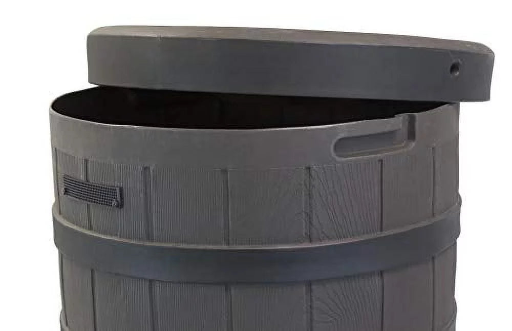 ZenVora 50 Gallon Rain Barrel - Decorative Stone Texture Rainwater Collection Barrel with Brass Spigots