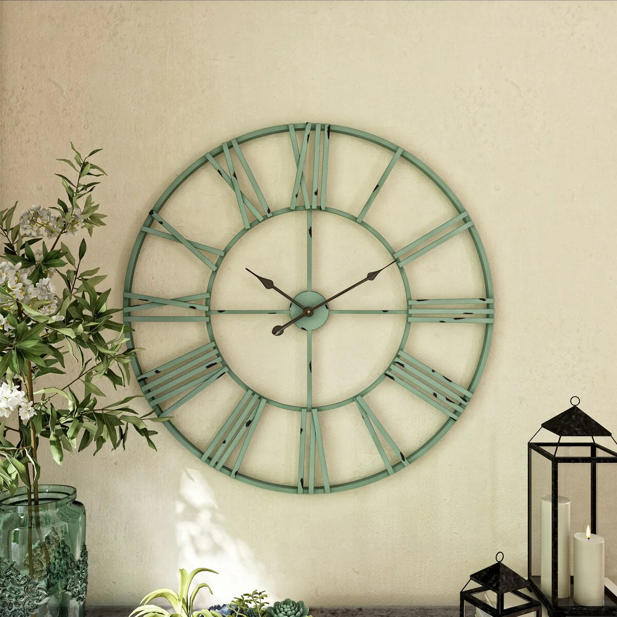 ZenVora Modern Round Metal Wall Clock, Decorative Circular Hanging Clock for Living Room, Bedroom and Office