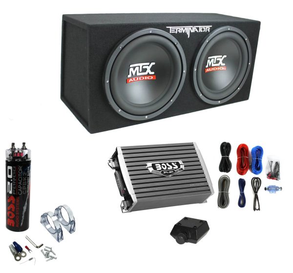 ZenVora MTX Terminator Dual 12-Inch Loaded Subwoofer Enclosure with 1500W Monoblock Amplifier & 2-Farad Capacitor Kit
