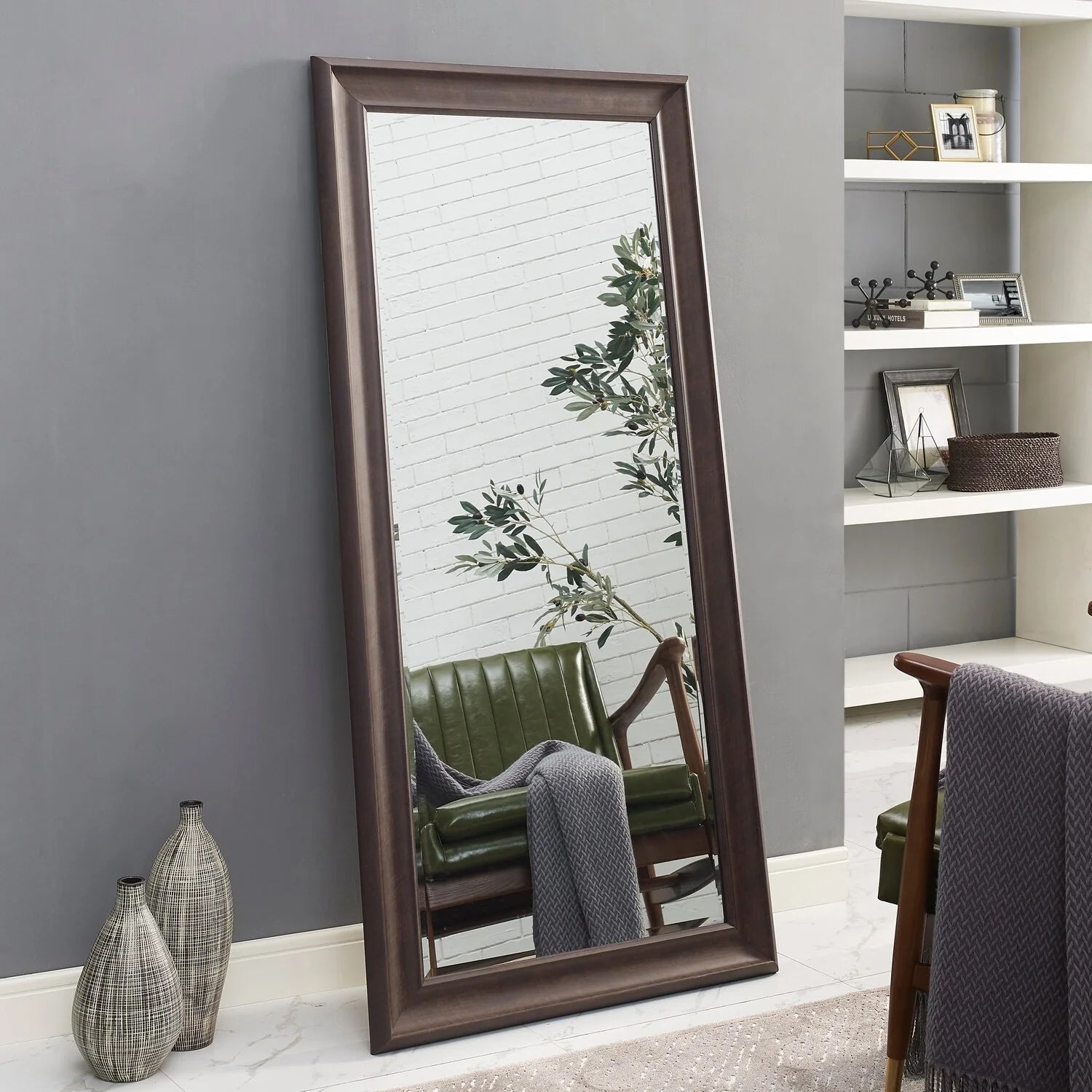 ZenVora Tall Full Length Mirror, Oversized Rectangle Full Body Wall Mounted Mirror with Smooth Faux Wood Frame