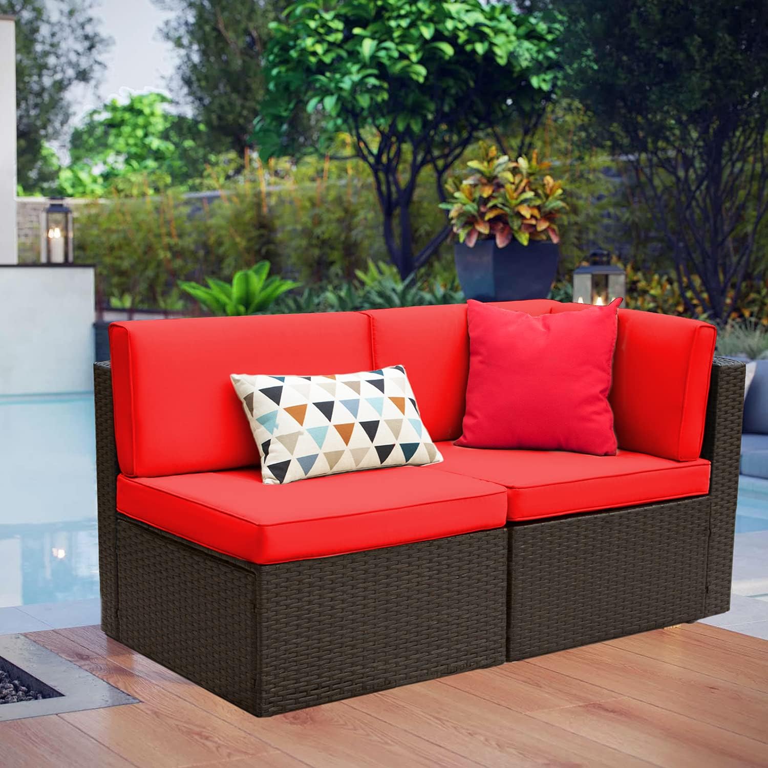 ZenVora 5-Piece All-Weather Patio Furniture Set with Cushions, Outdoor Wicker Conversation Sofa Set for Garden, Deck & Backyard