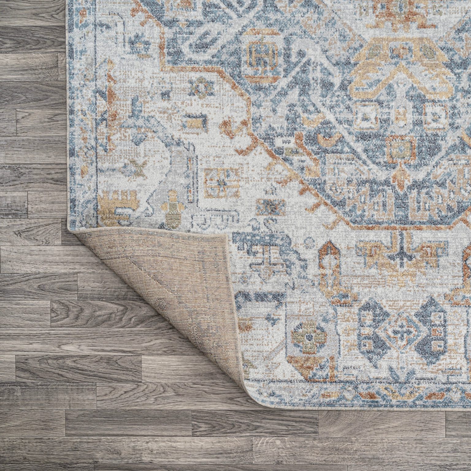 ZenVora Bohemian Medallion Low-Pile Machine-Washable Area Rug, Cream and Terra
