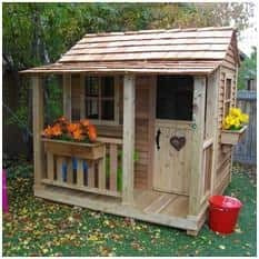 ZenVora Little Squirt 6x6 ft Cedar Wooden Playhouse for Kids, Outdoor Backyard Playhouse with Dutch Door, Screened Windows & Floor Included
