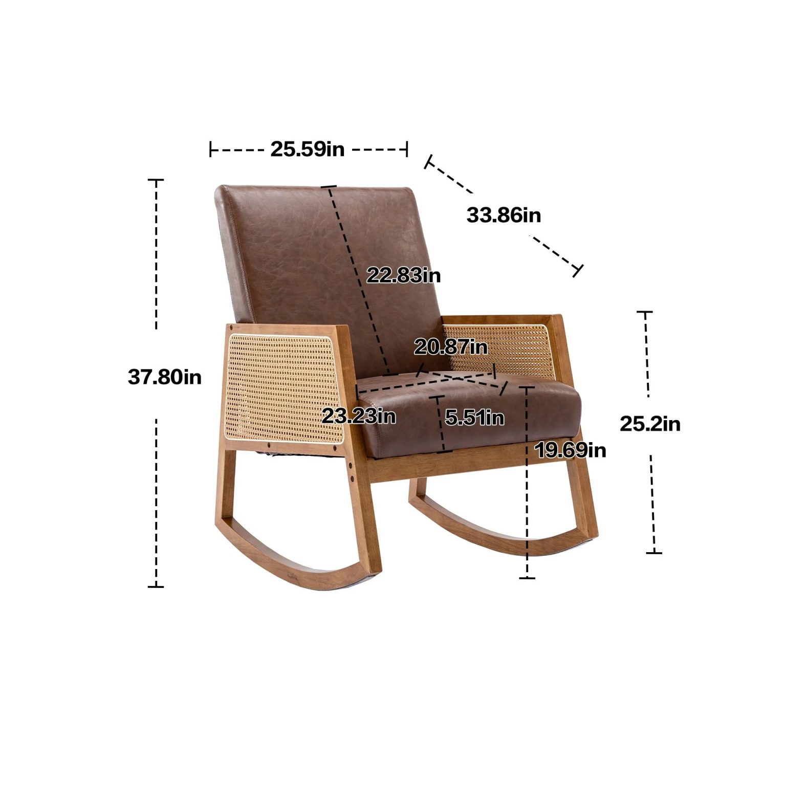 ZenVora Upholstered Tall Back Rocking Chair, Smooth Gliding Accent Armchair for Comfortable Living Room Seating